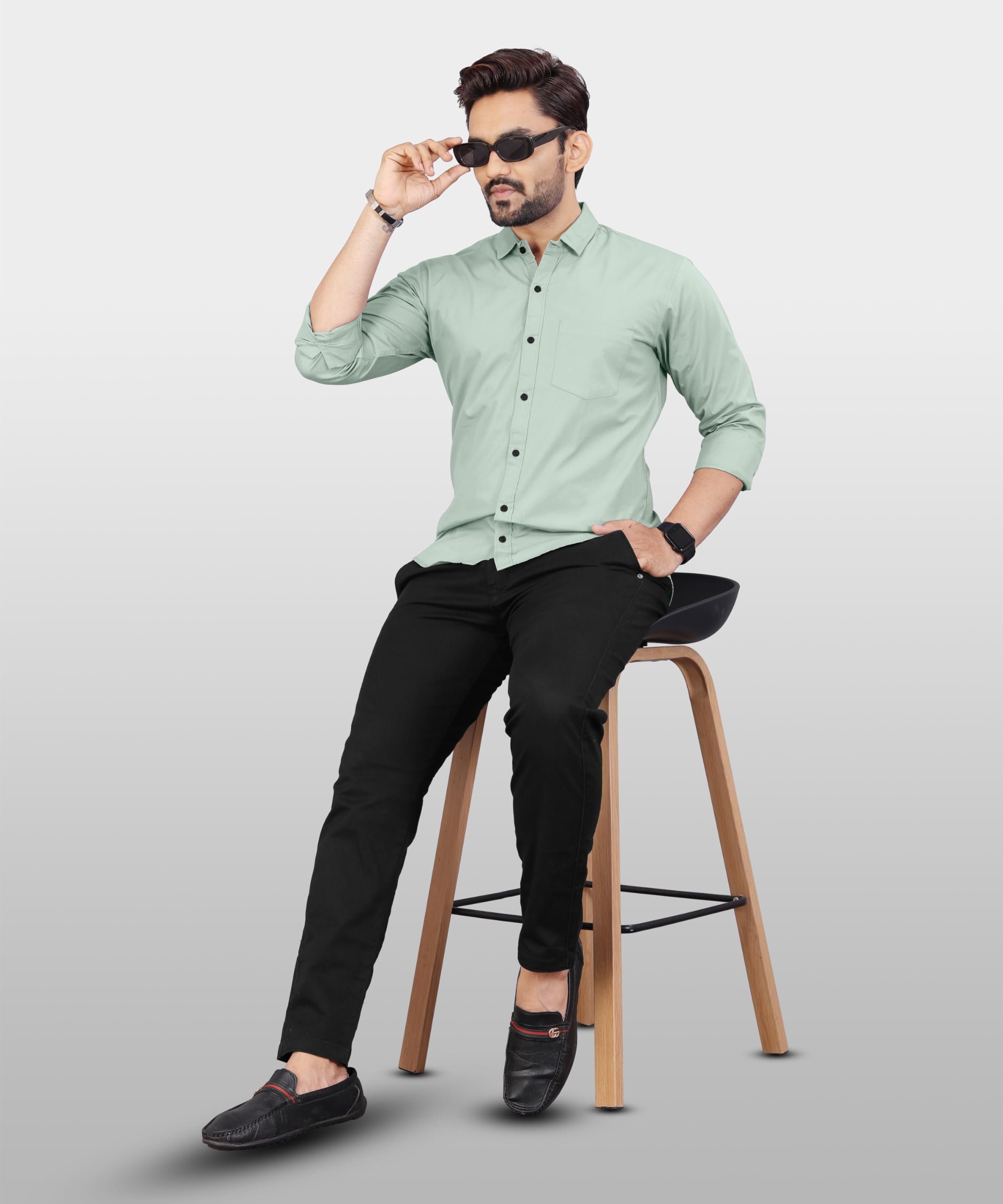 Urban Buccachi Cotton Shirt for Men - Light Green - Image 5