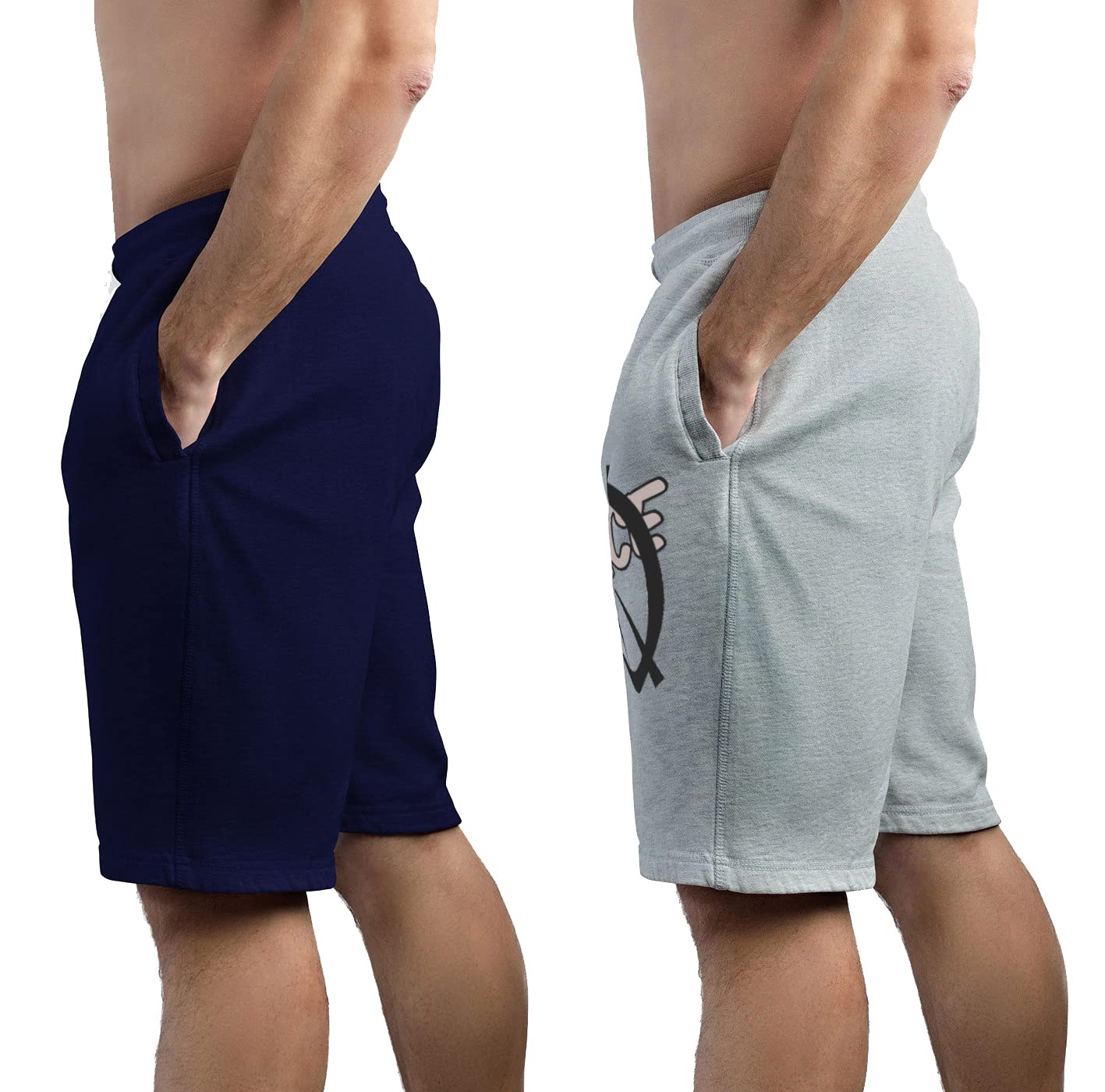 Men's Cotton Shorts - Blue & Grey - Image 2