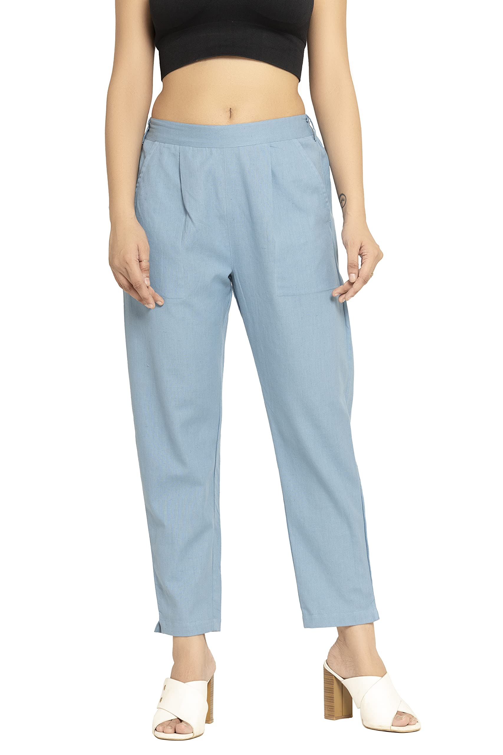 Women's Cotton Trousers - Blue