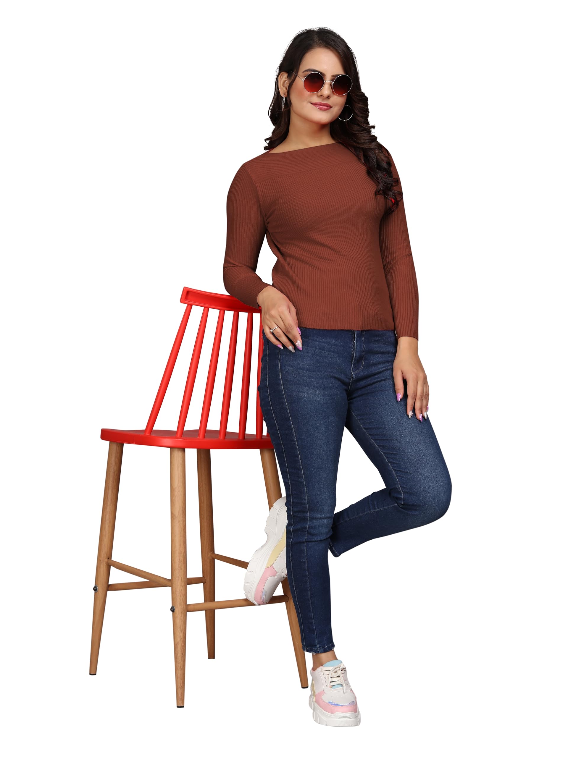 BROGBUS Women's Casual Top - Coffee - Image 3