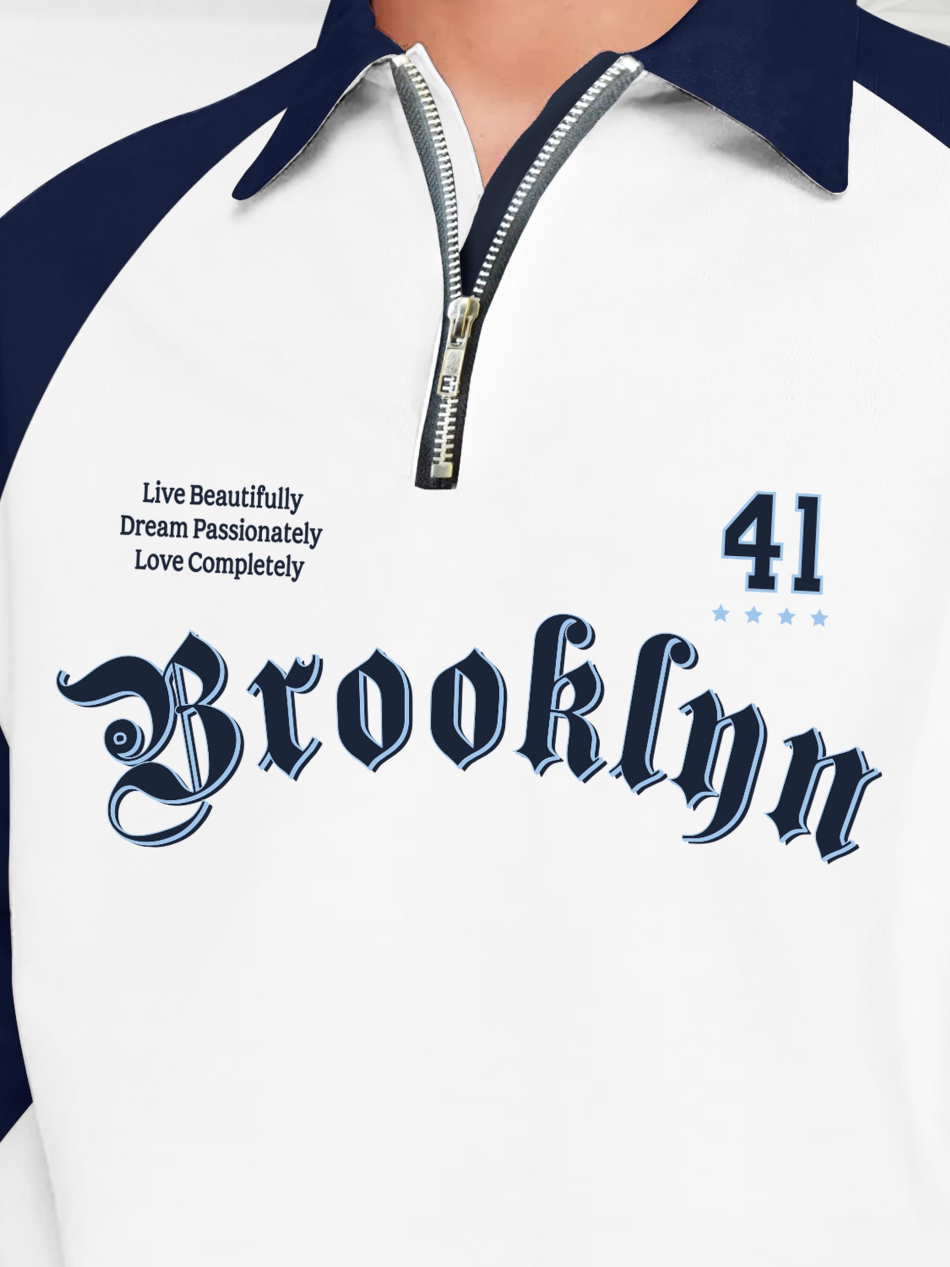 Jump Cuts Men's Cotton Blend Polo Neck T-Shirt - White & Navy - Image 4