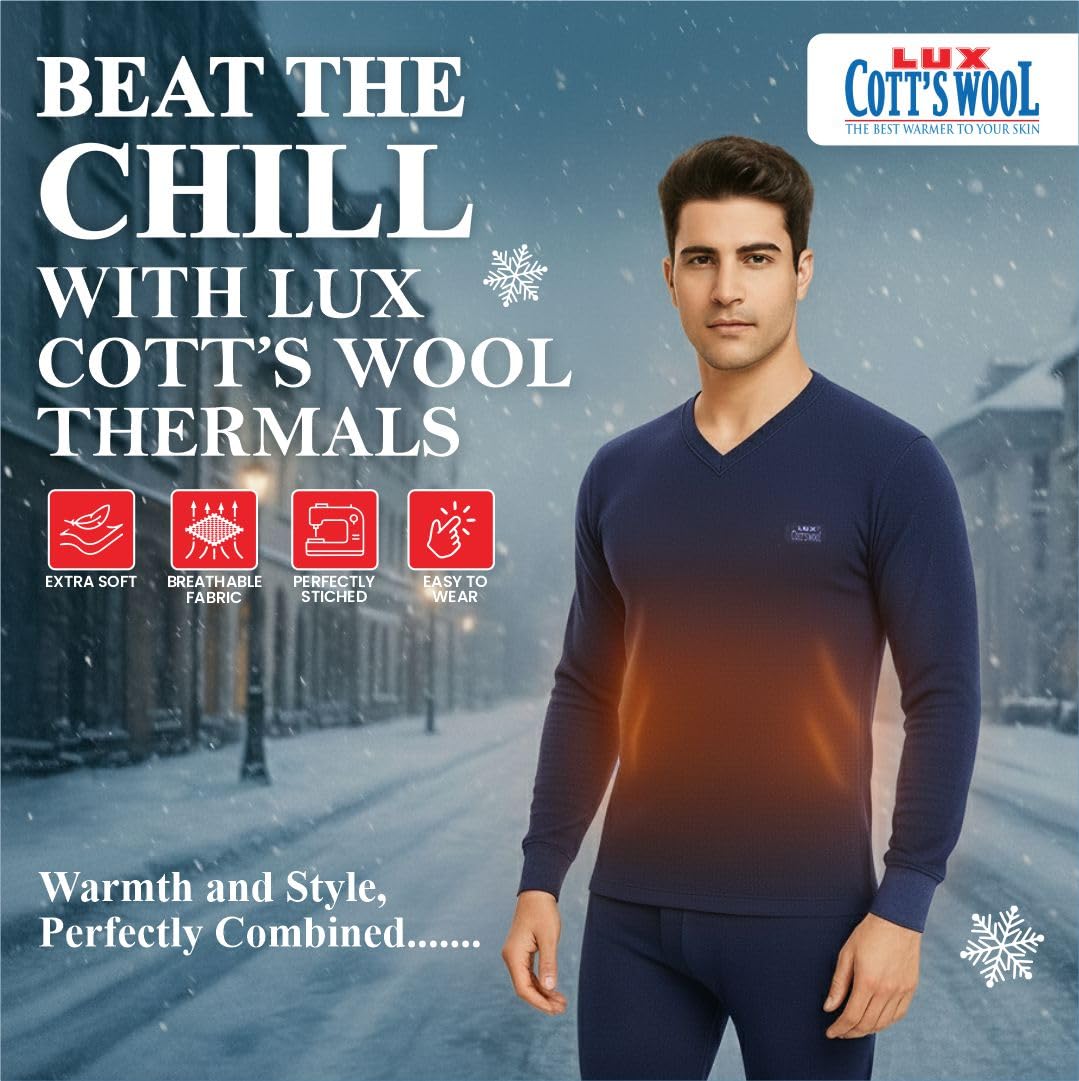 Lux Cottswool Men's Thermal Set - Blue - Image 2