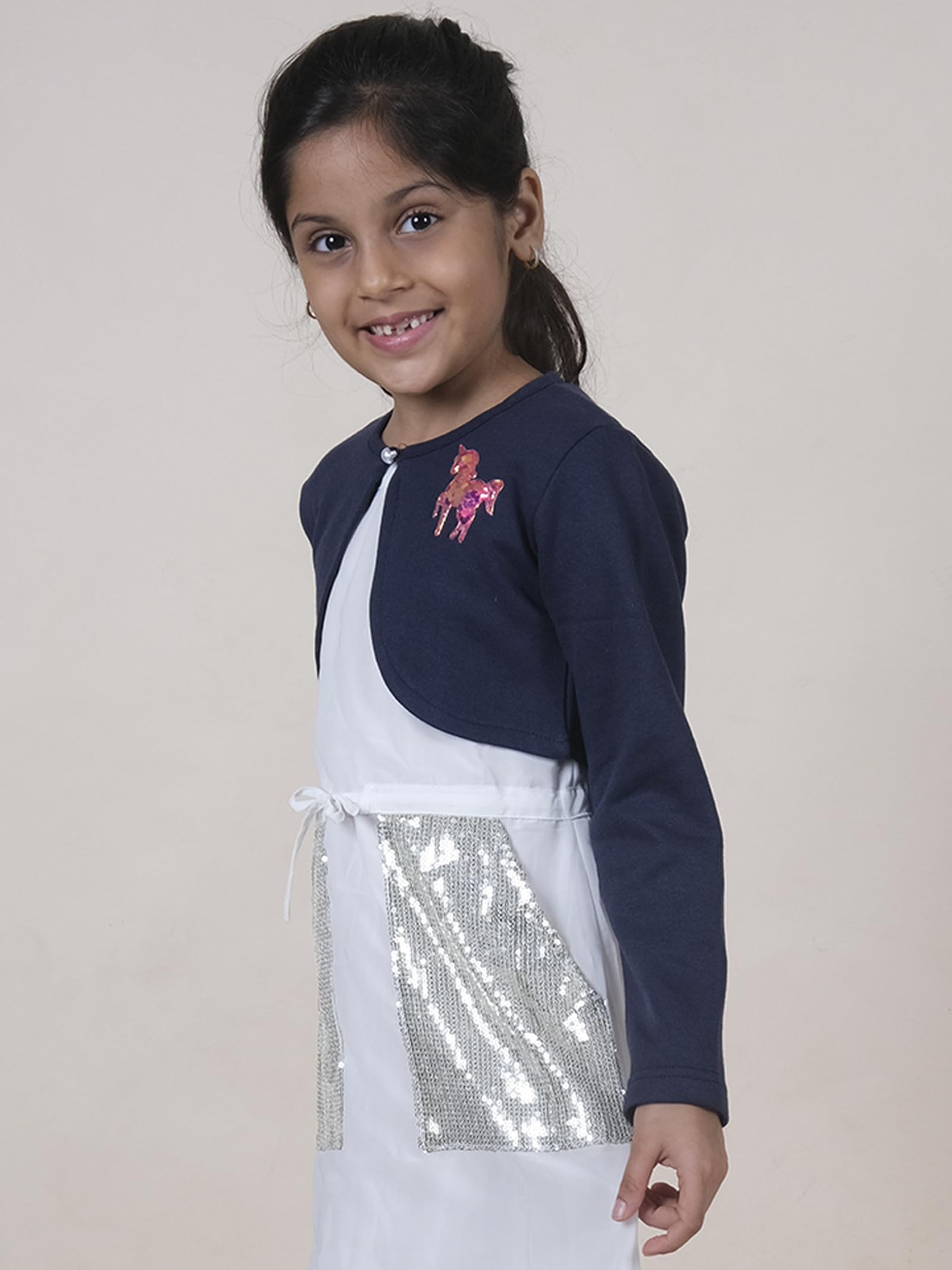 KiddoPanti Girls Shrug - Navy Unicorn - Image 4