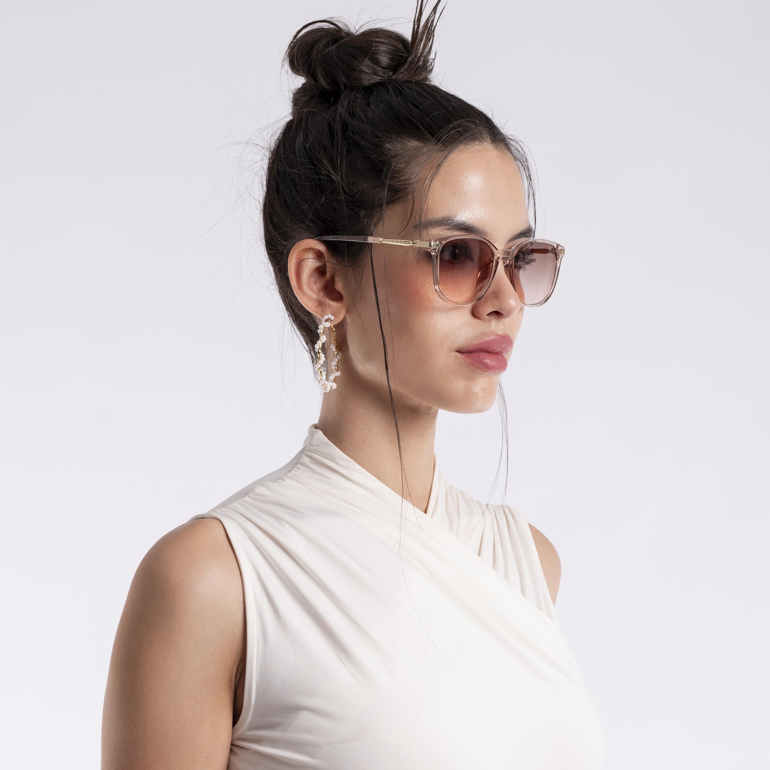 Voyage Women Sunglasses - Brown & Pink Lens Black Frame - Image 2