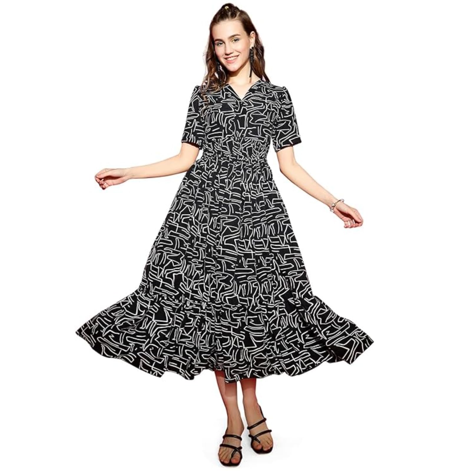 Sheetal Associates Women's Black Crepe Dress