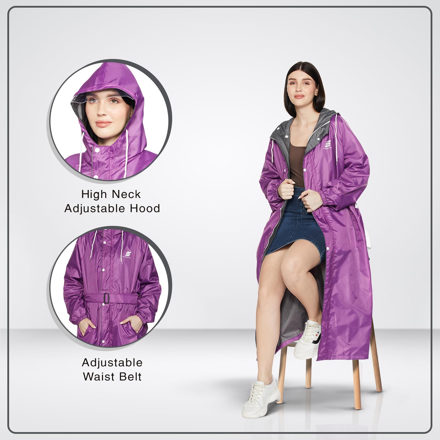 Women's Polyester Raincoat - Purple - Image 5