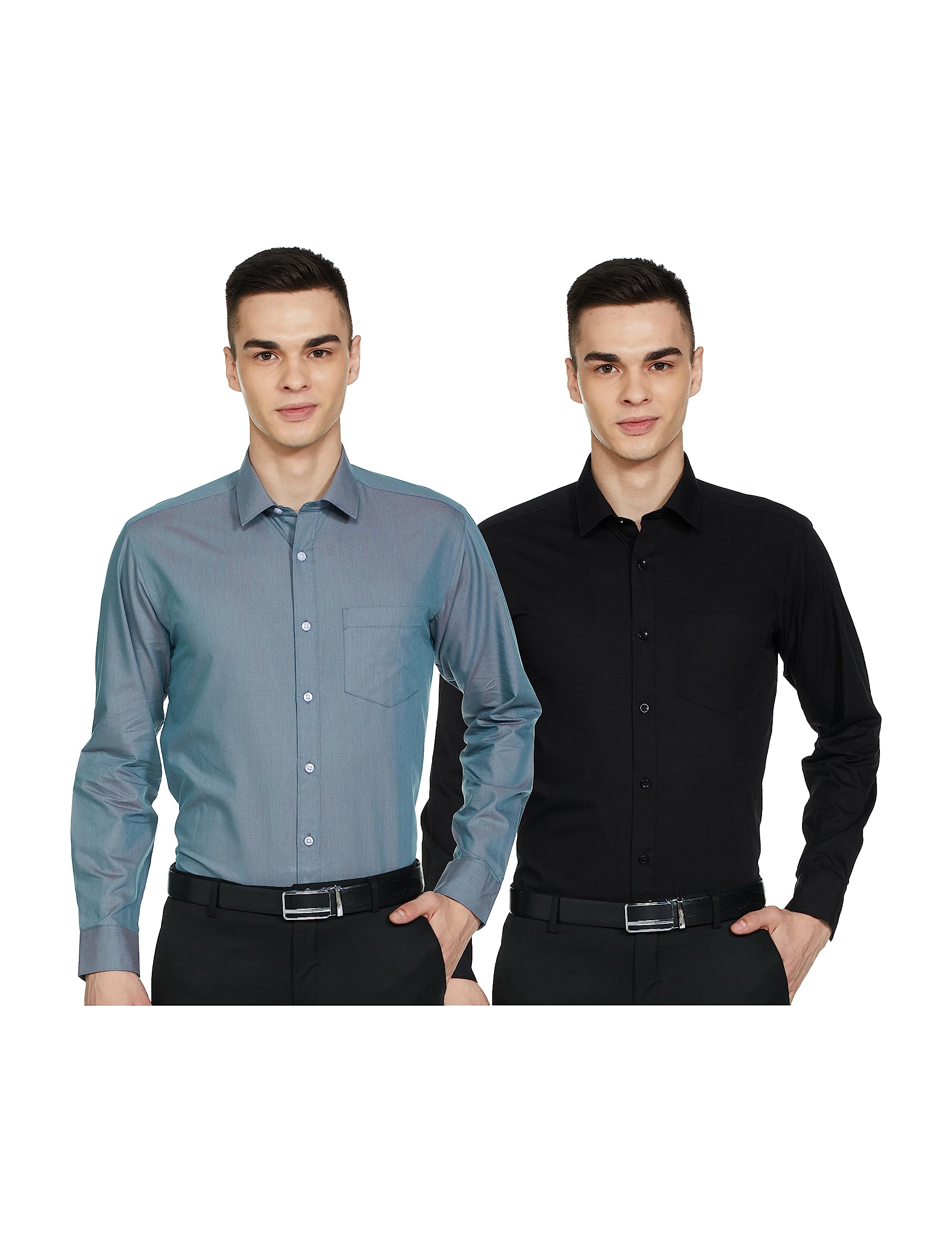Symbol Men's Formal Shirts - Black & Dark Green