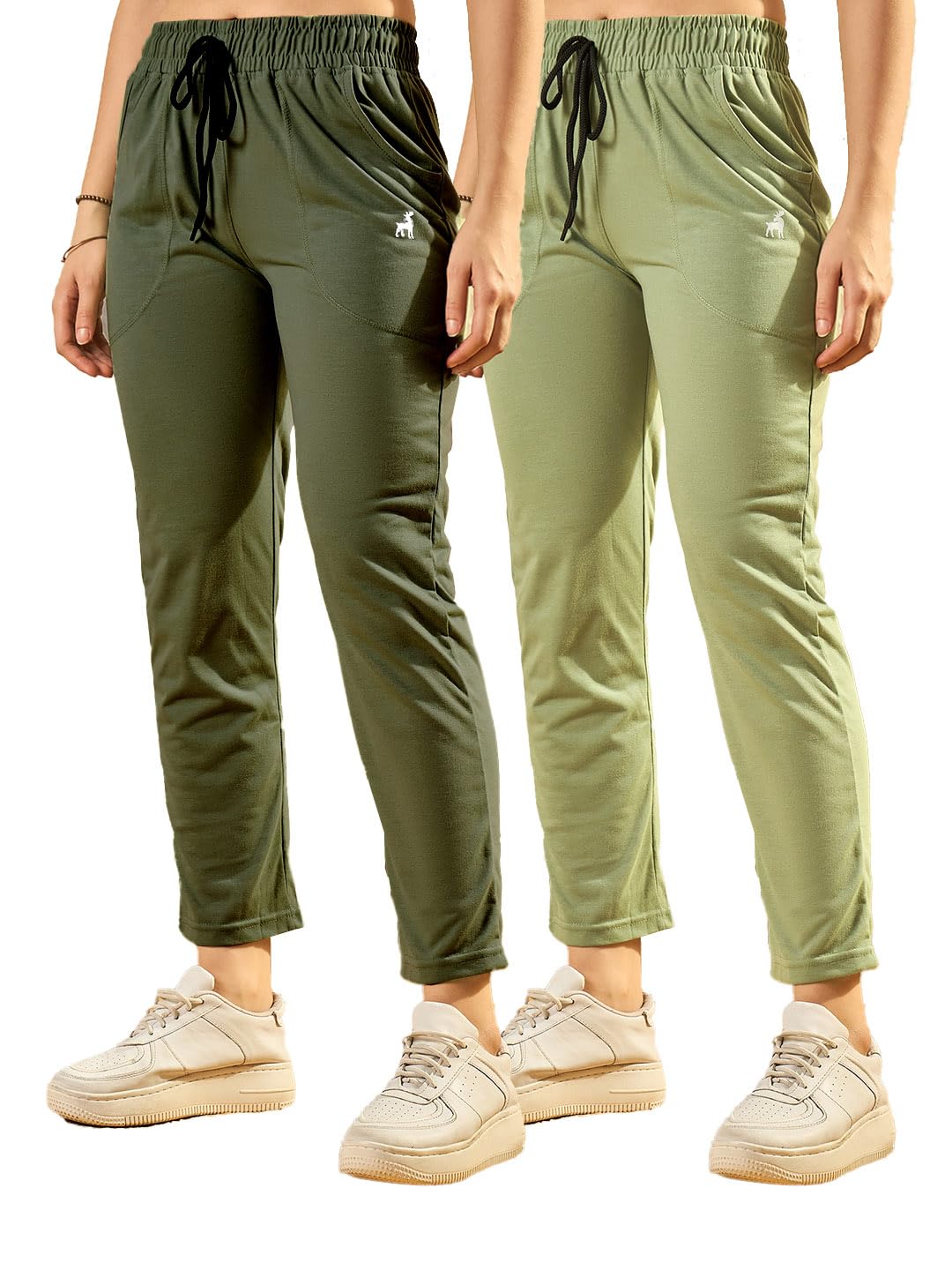Modeve Women's Cotton Blend Track Pants - Pista & Olive