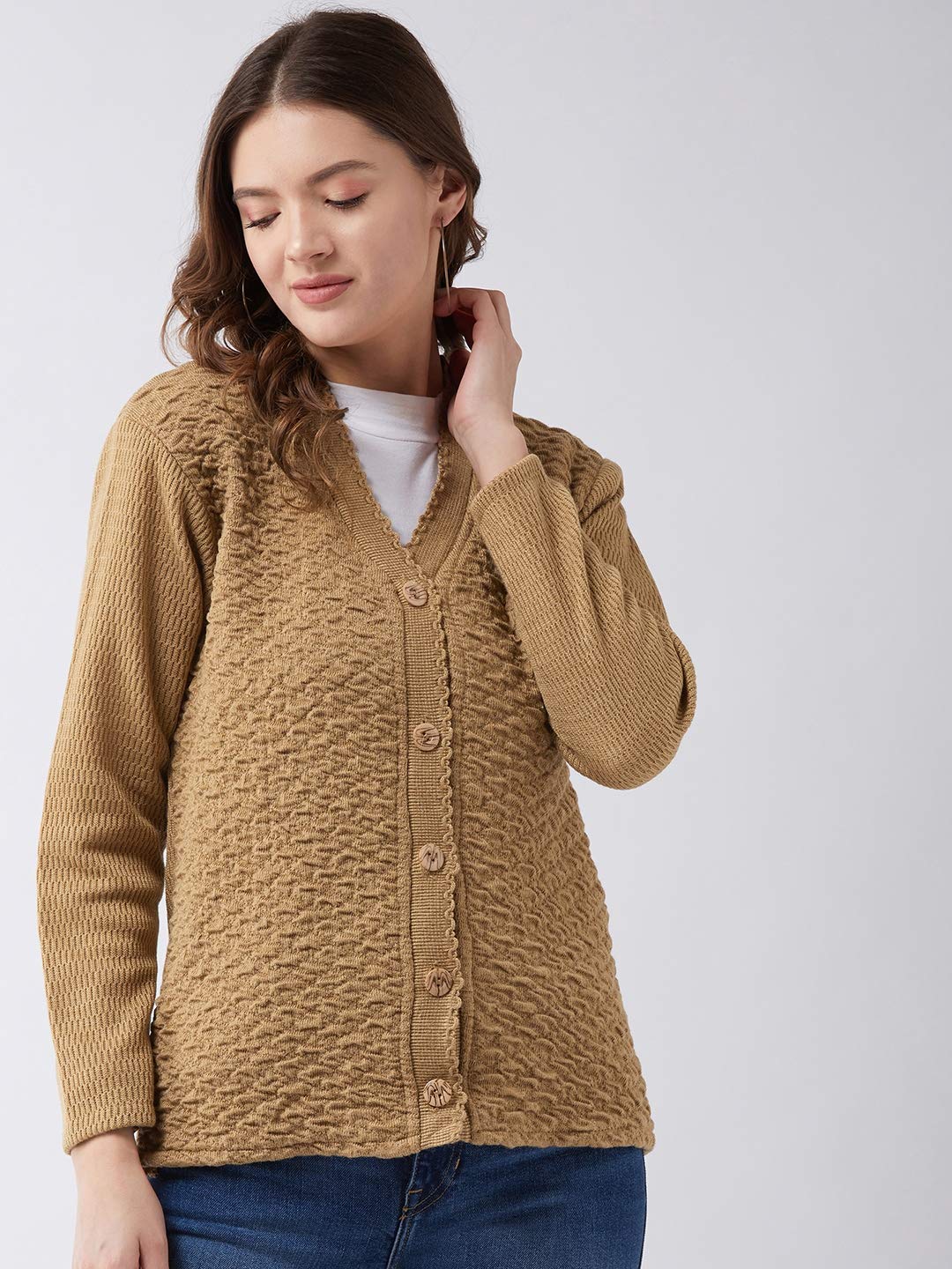 Pivl Women's Camel V-Neck Cardigan - Image 2