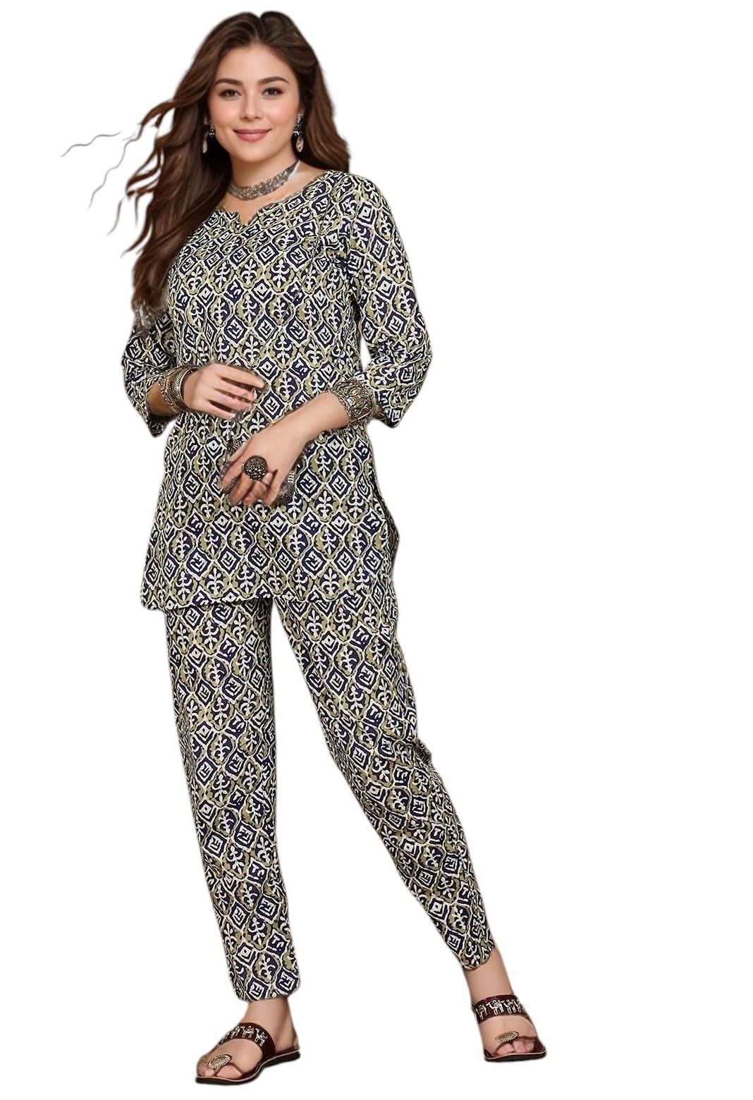 Truvon Fashions Women's Cord Set - Mehendi Blue