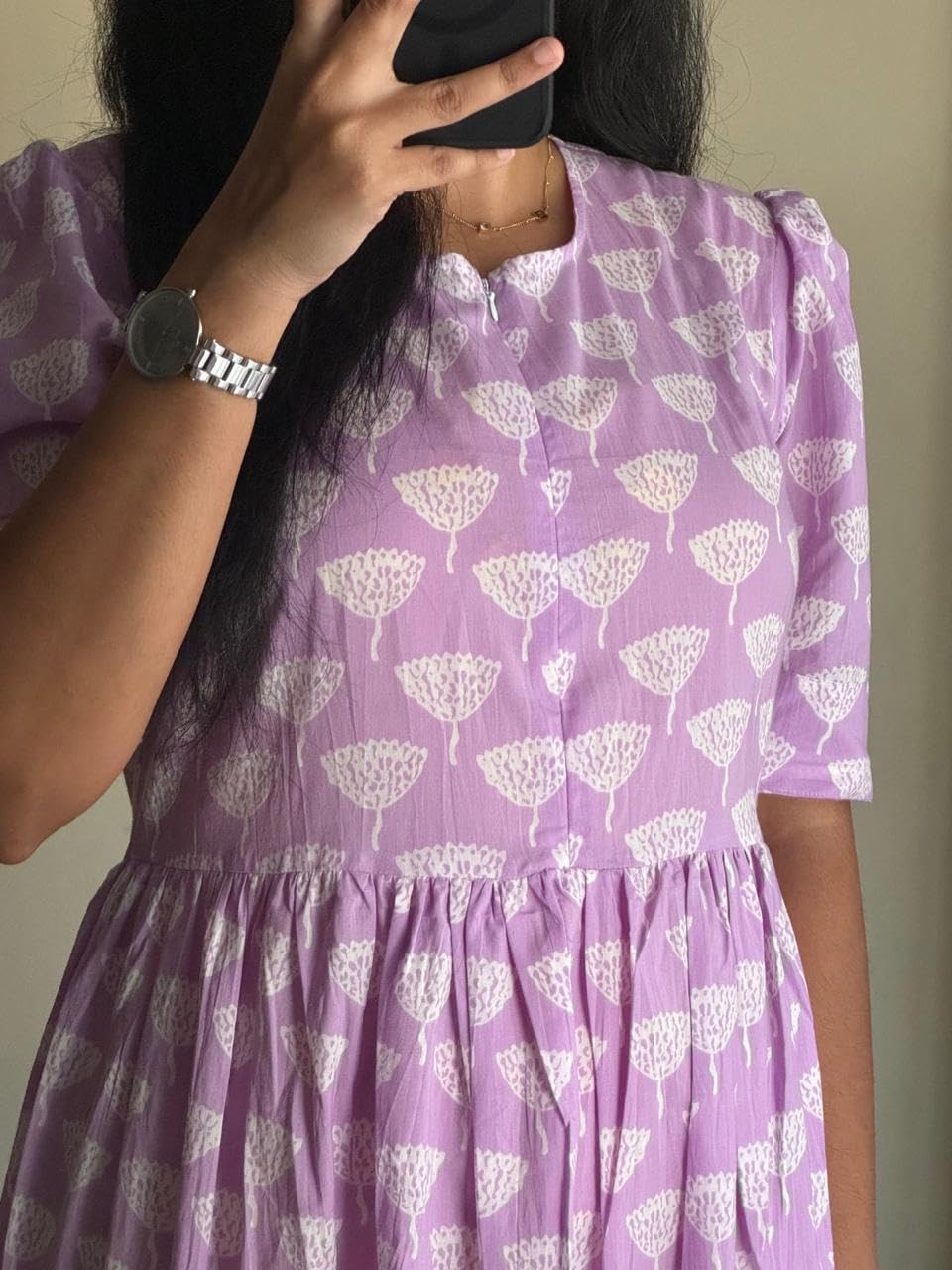 GarbGlide Women's Midi Dress - Abstract Print Lavender - Image 3