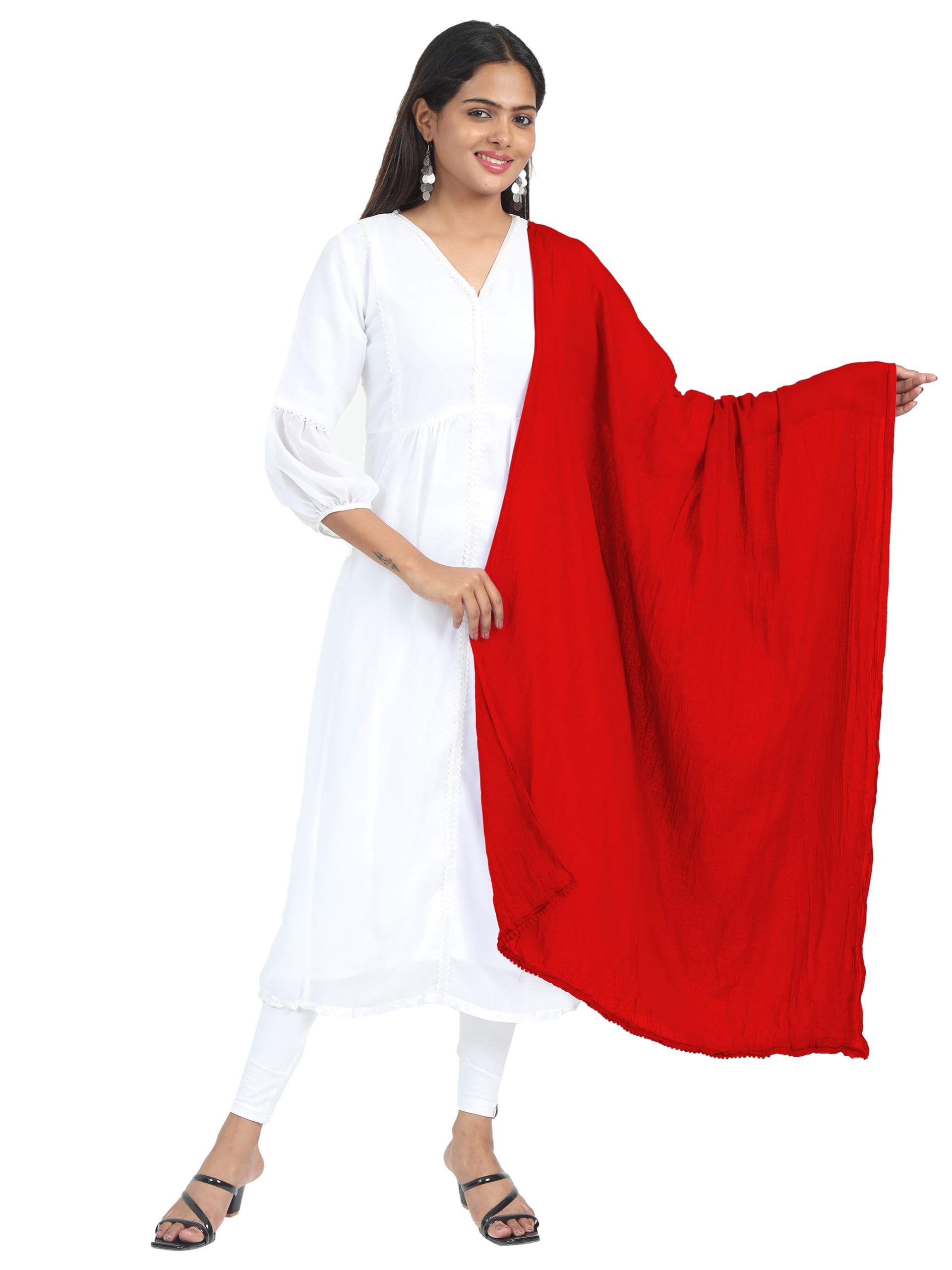 Miraan Pure Cotton Dupatta with Pom Pom Border - Image 2