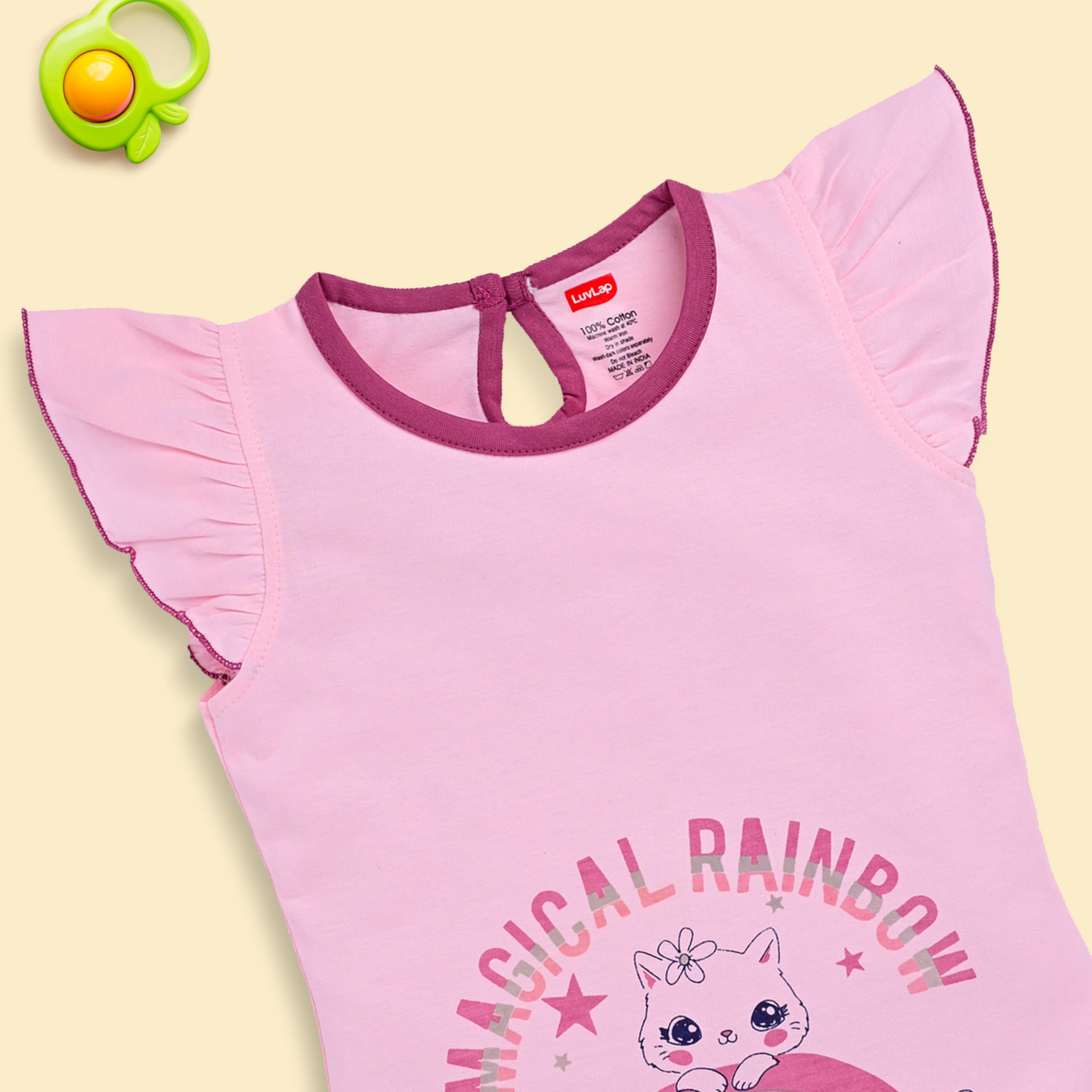 LuvLap Baby Girls Top & Shorts Set - Multicolour Cotton - Image 5