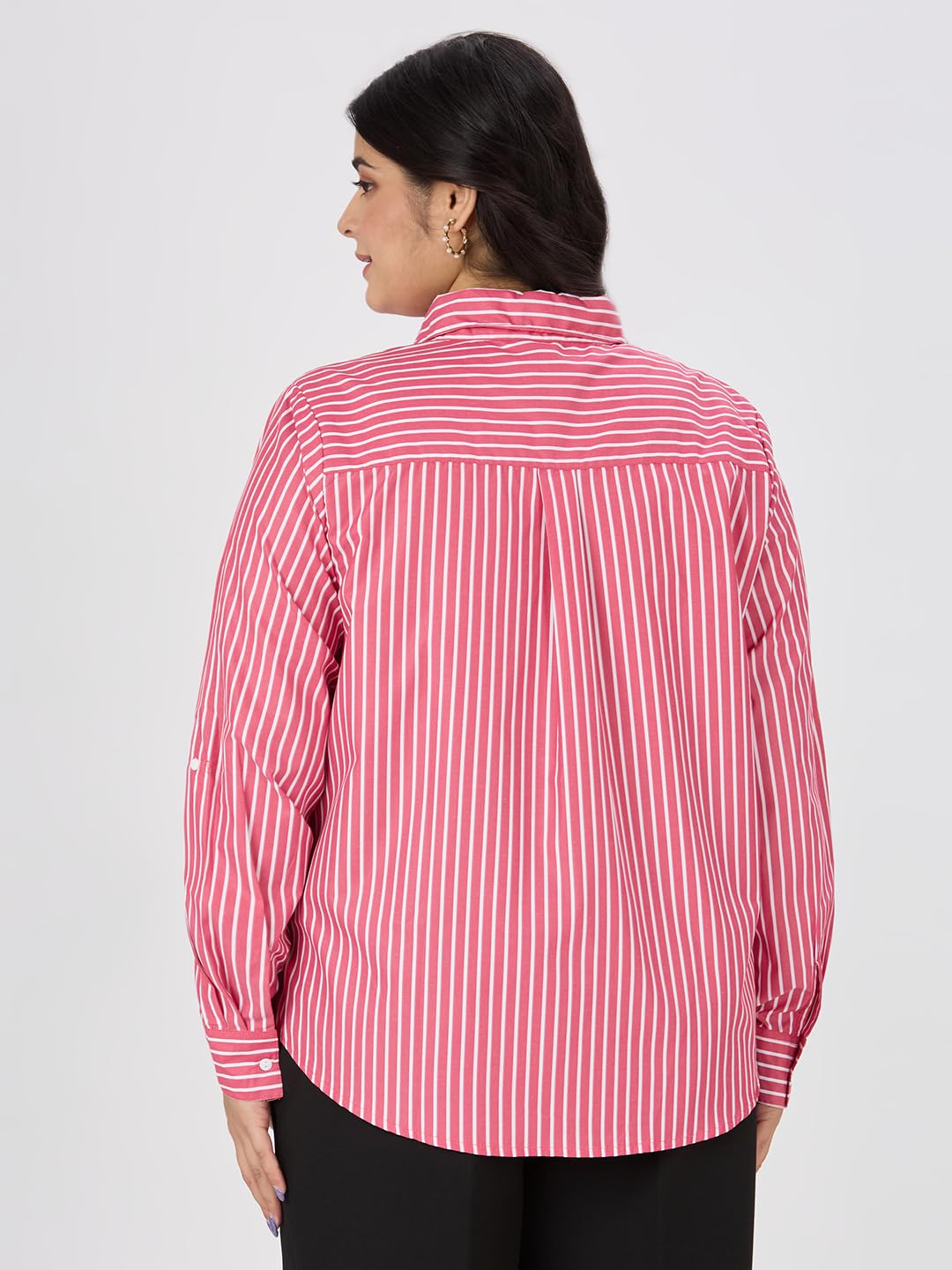 Style Quotient Women Red White Stripe Formal Shirt - Image 4