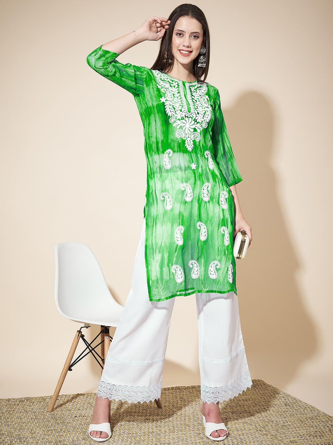 Ethnic Junction Georgette Chikankari Kurta - Image 2