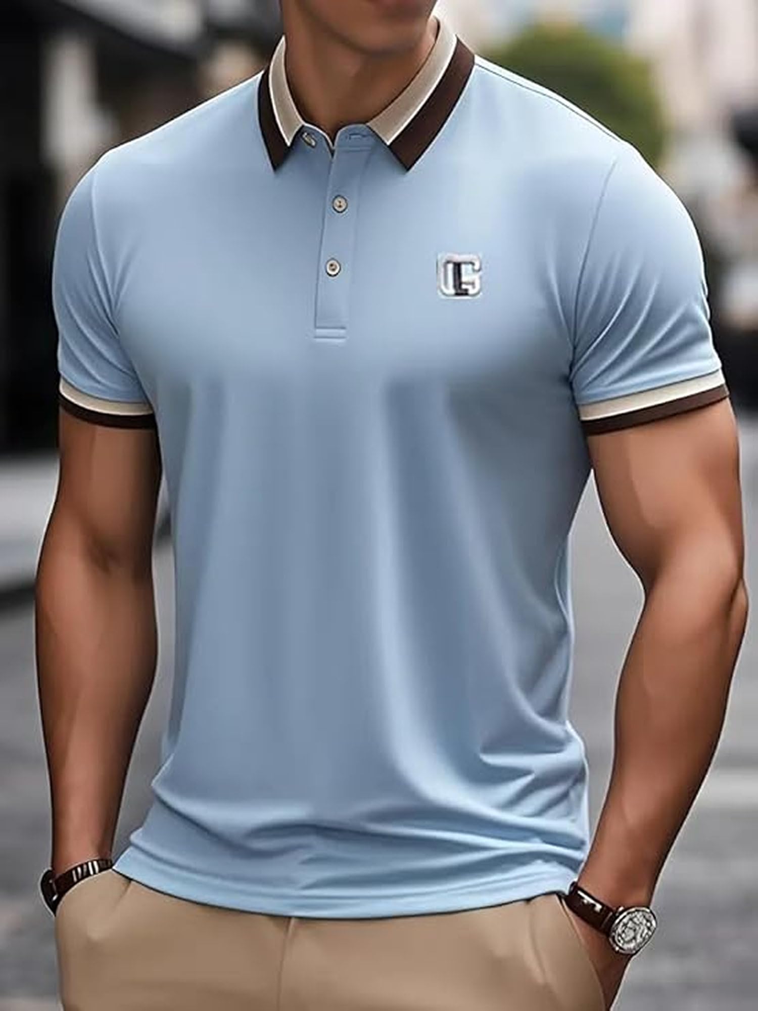 POSHAX Men Polo Shirt - Sky Blue - Image 2