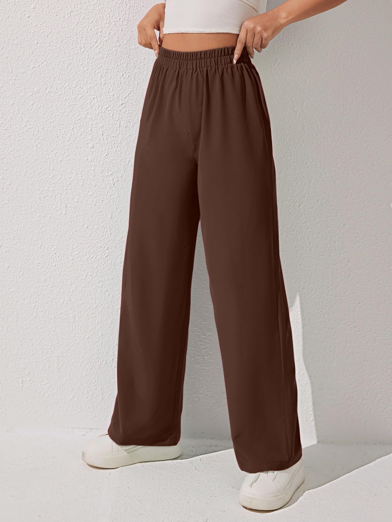 Aahwan Brown Wide Leg Trousers for Women - Image 4