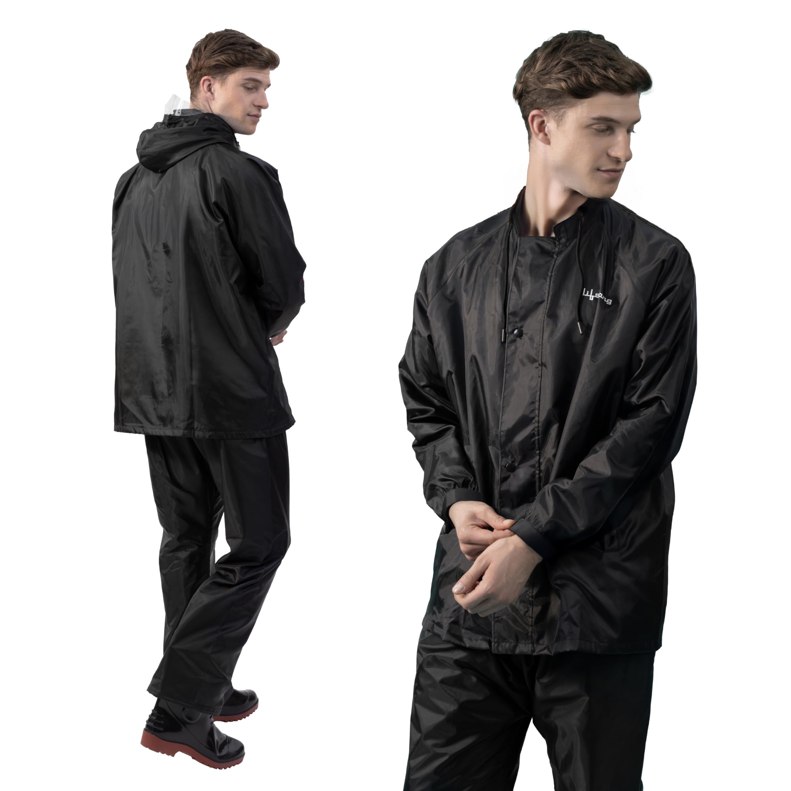 Lifelong Men's Waterproof Reversible Rain Suit - Black