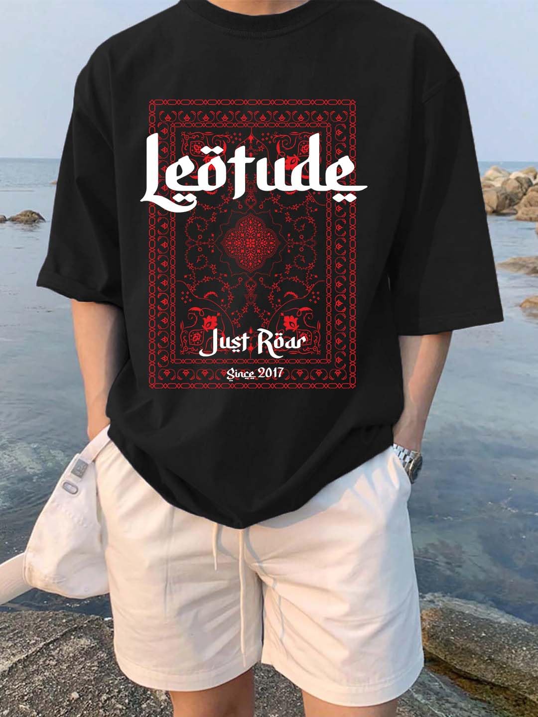 LEOTUDE Men's Graphic Print Tshirt - Navy - Image 4