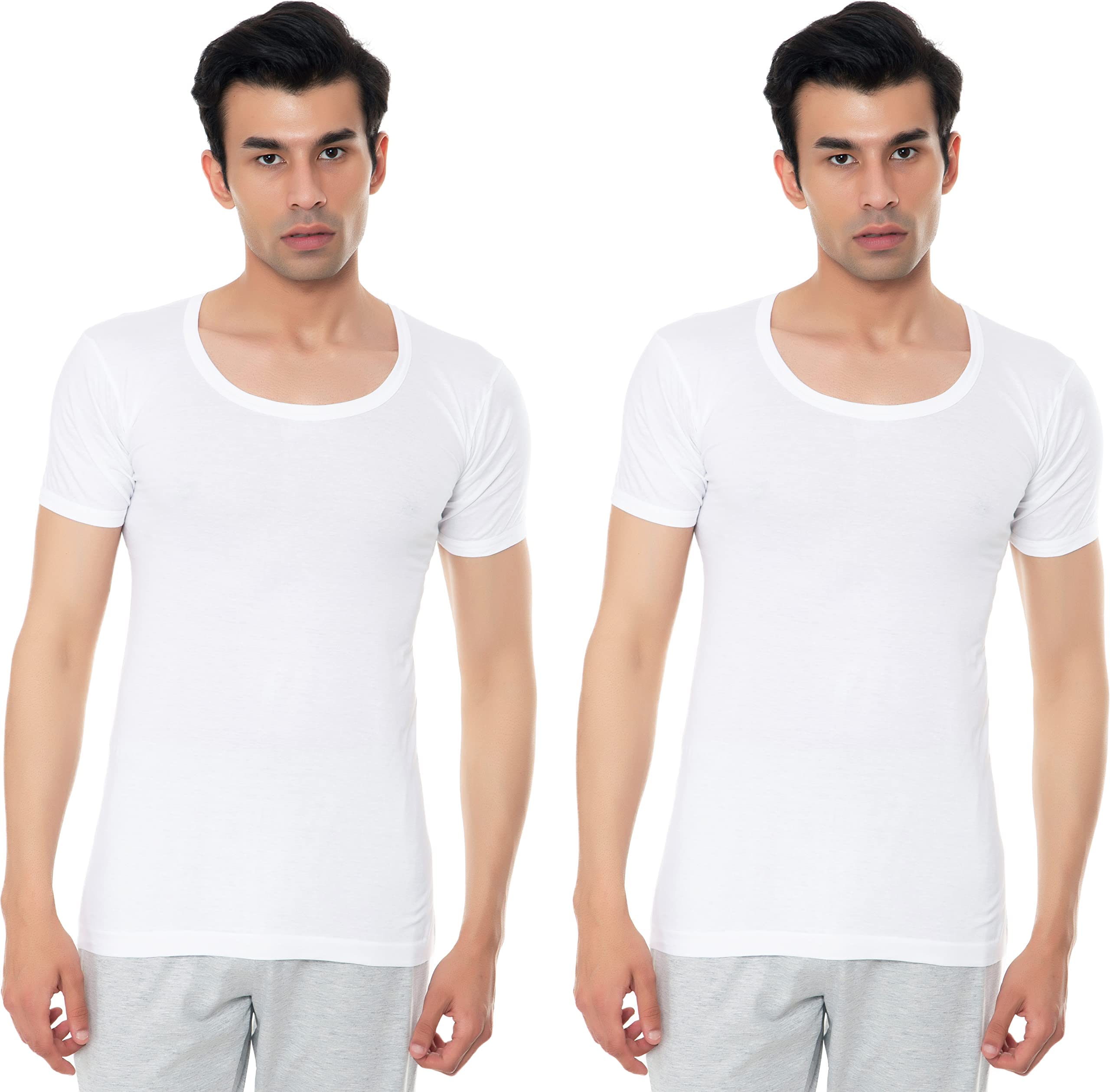 VIP Men Cotton Half Sleeves Vest - White