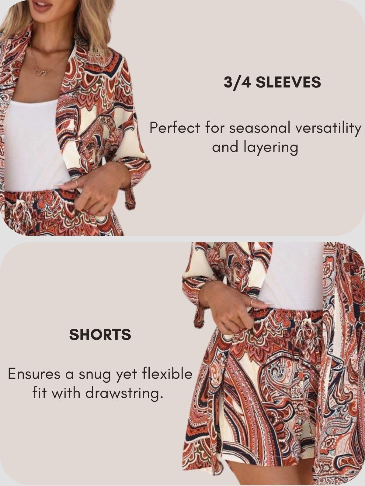Tropical Leaf Print Rayon Pyjama Set for Women - Image 5