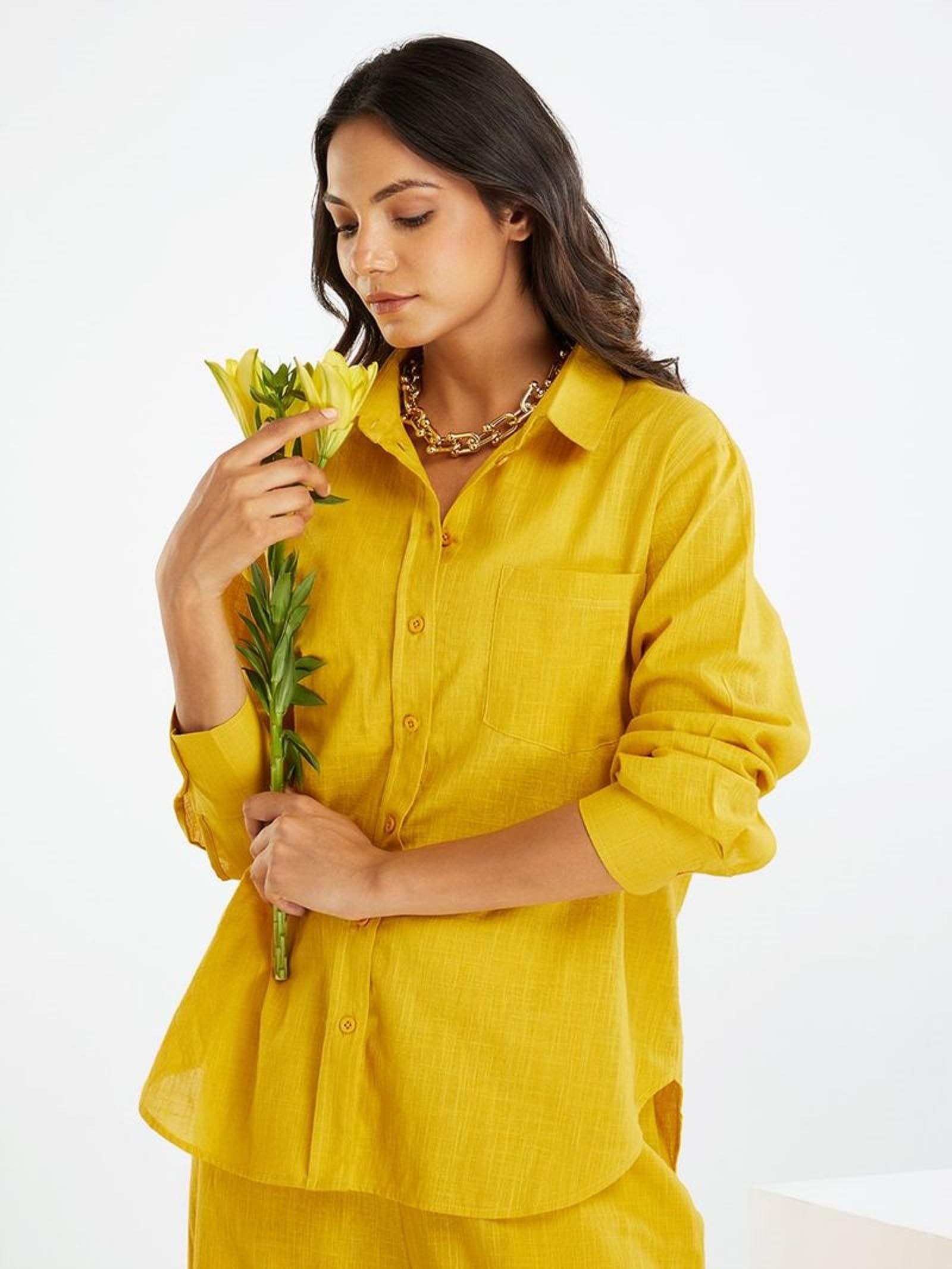 Asmeriyo Women Co-Ord Kurta Set - Yellow - Image 5