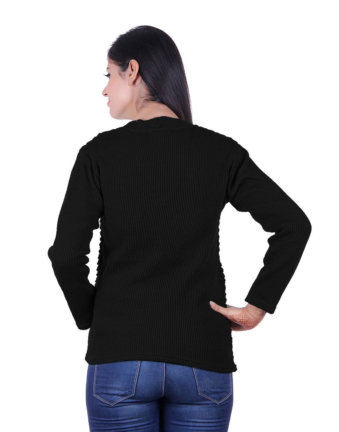 eWools Black V-Neck Cardigan for Women - Image 3