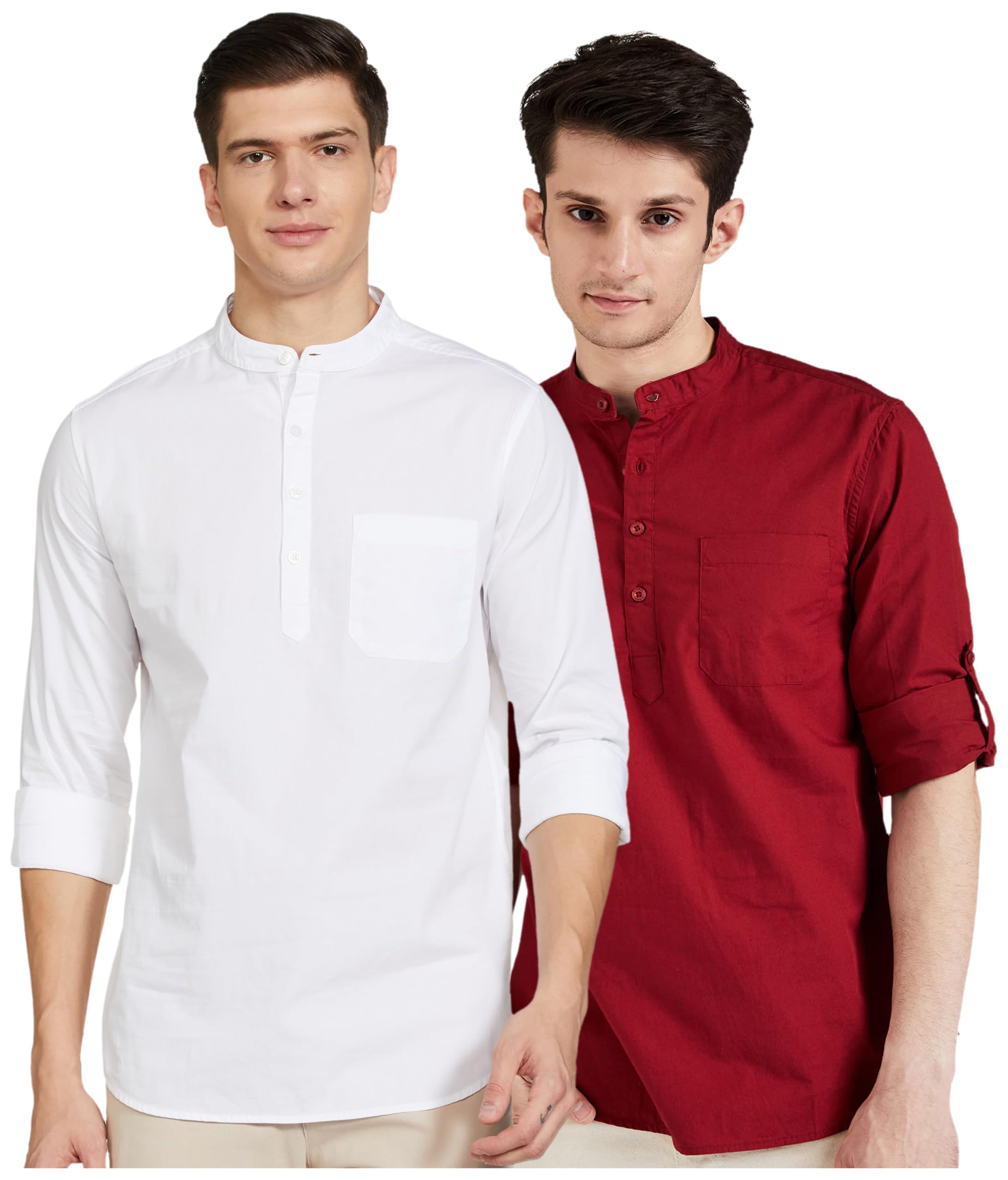 GarbGlide Men's Casual Shirt - White Maroon