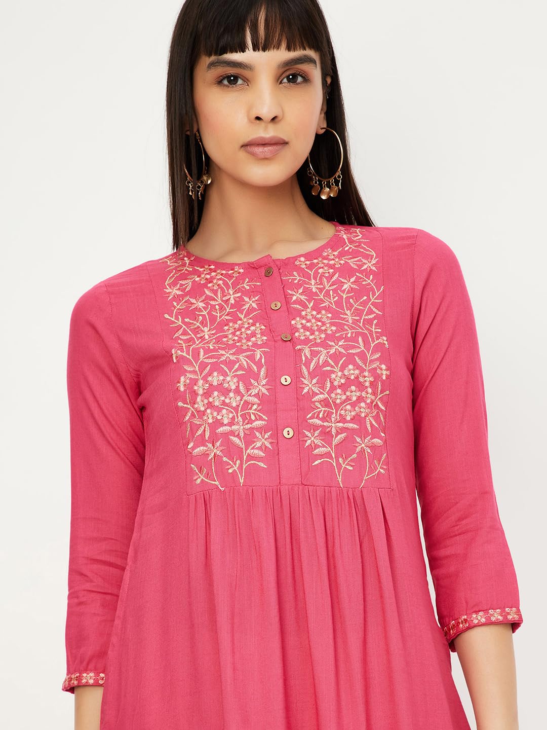 Max Women Rayon Kurta - Pink - Image 4