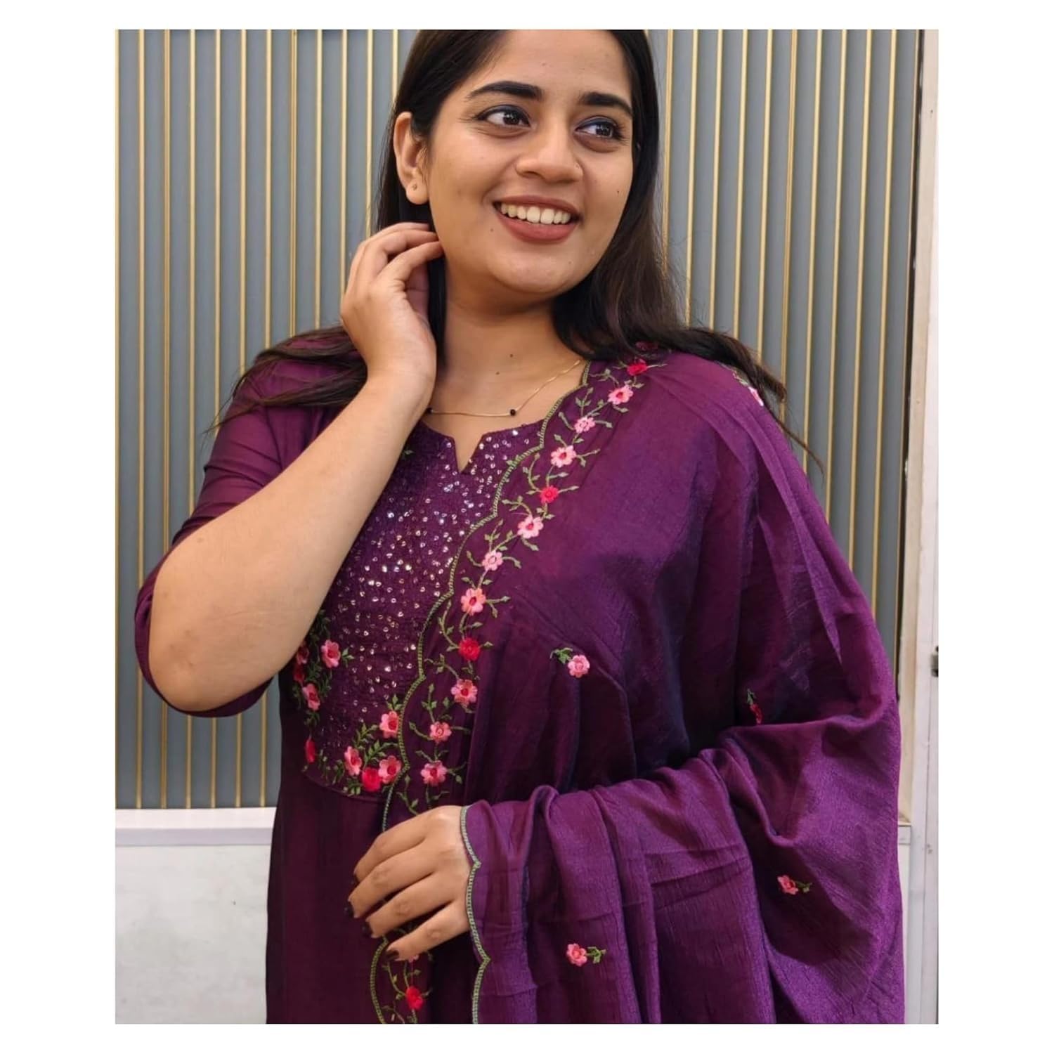 Wild Woven Embroidered Vichitra Silk Kurti for Women - Image 5