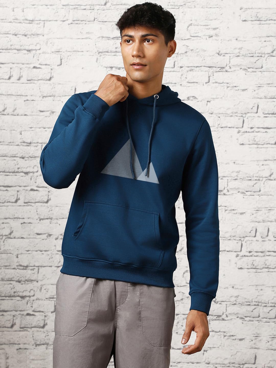 NOBERO Men's Cotton Blend Hooded Sweatshirt - Navy Blue - Image 4