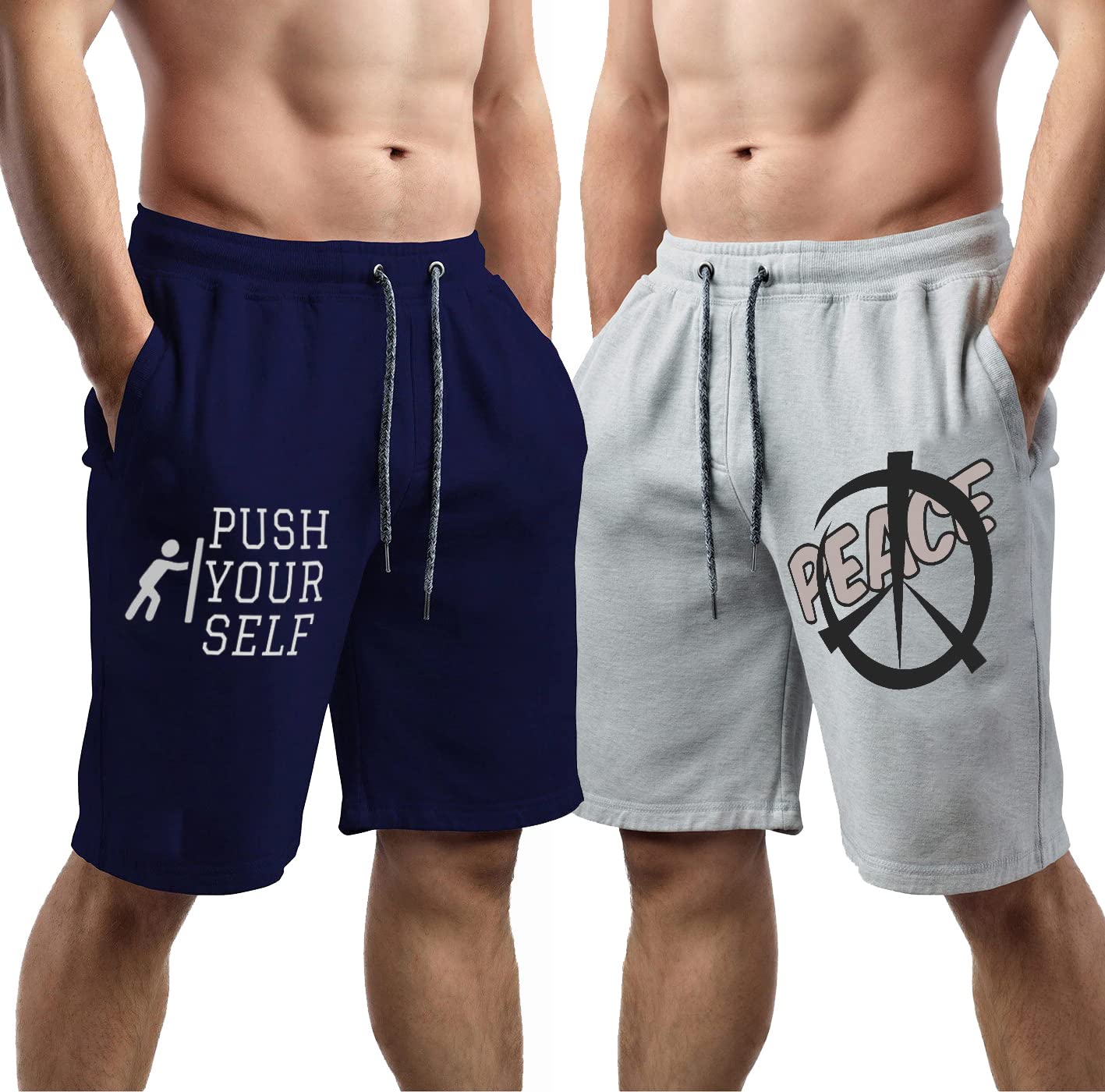 Men's Cotton Shorts - Blue & Grey