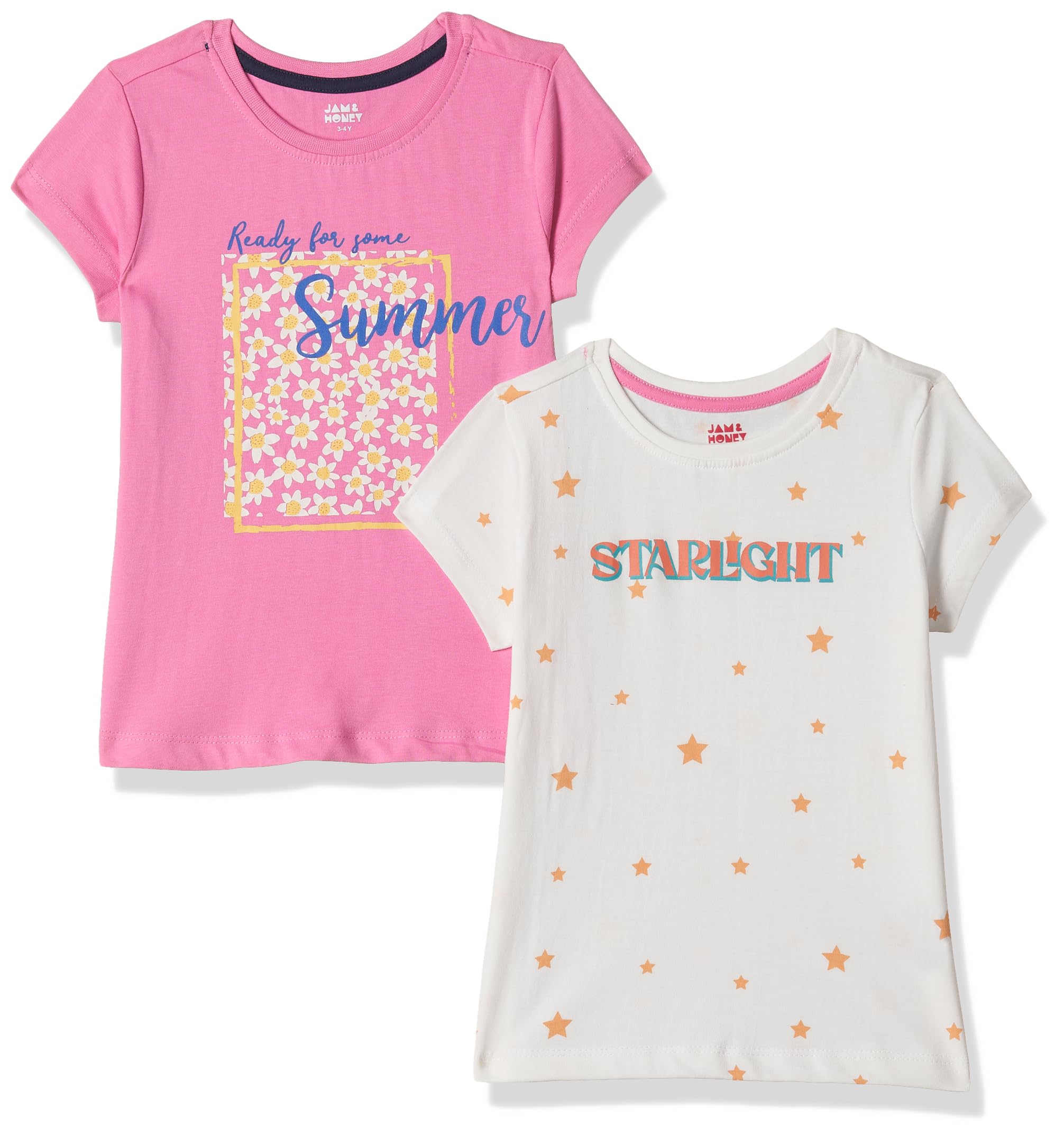 Jam & Honey Girls Cotton Printed T-Shirt