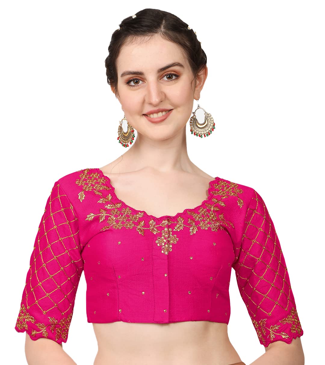 Pujia Mills Women's Embroidery Blouse - Pink
