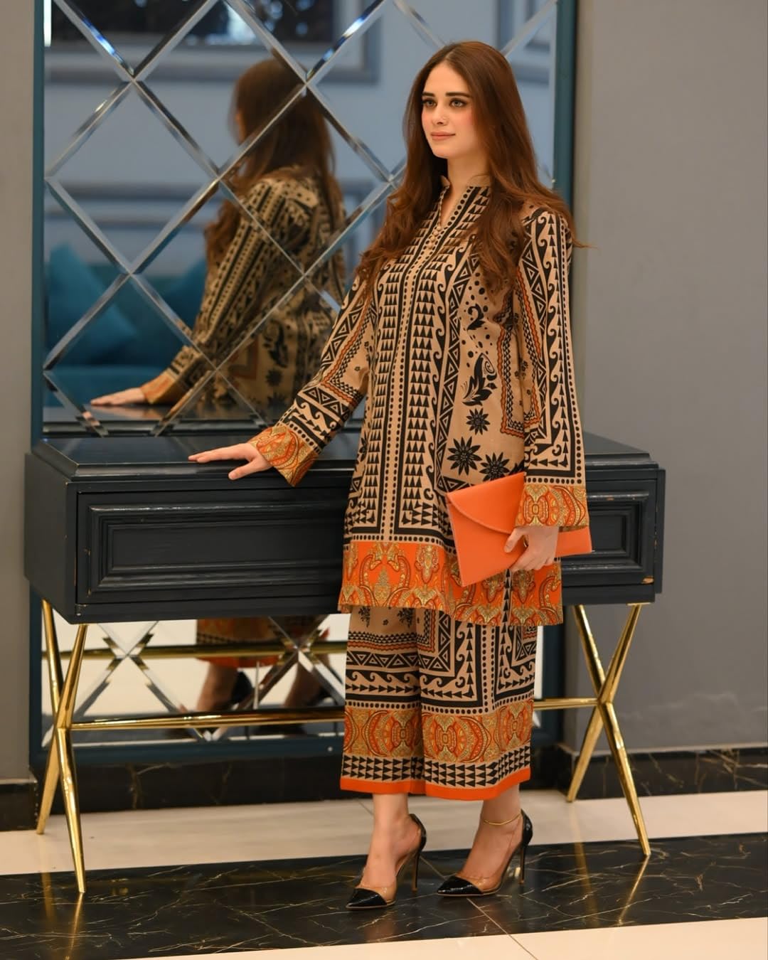 ANNI Women's Rayon Viscose Printed Kurta - Beige - Image 3