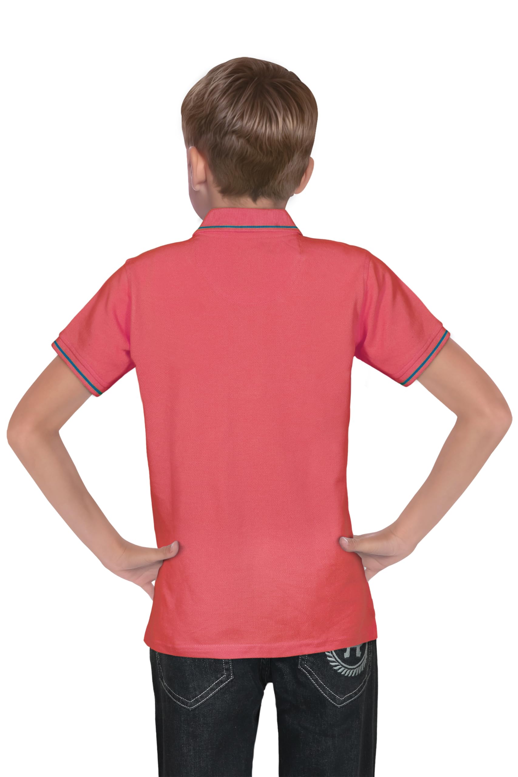 Allen Solly Junior Polo T-Shirt for Boys - Coral & Royal Blue - Image 2
