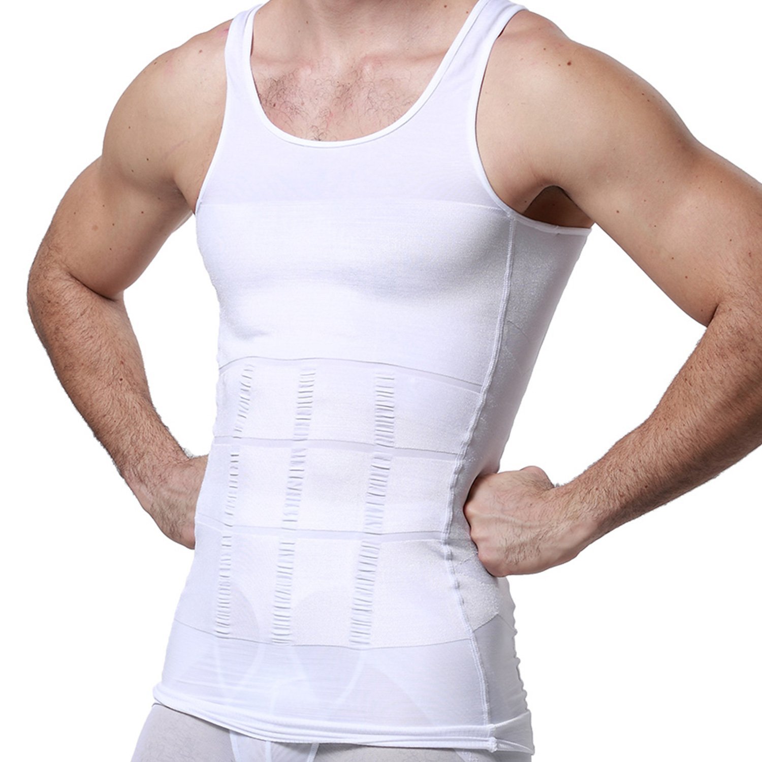 Wearslim Men's Slimming Body Shaper Vest - White - Image 3
