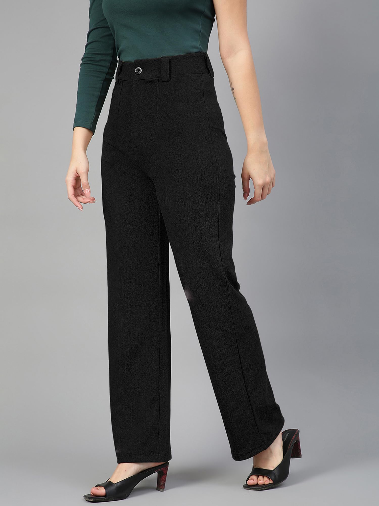 Mehrang High Rise Trousers for Women - Black - Image 3