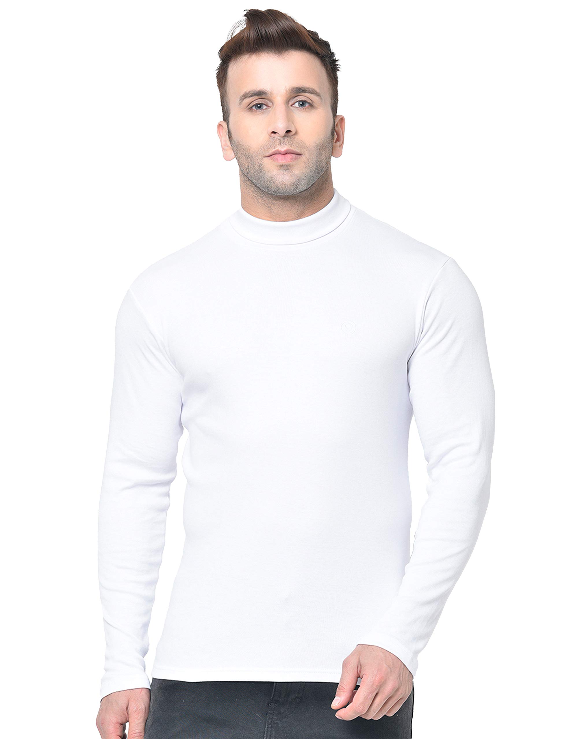 CHKOKKO Men Cotton High Neck T Shirt