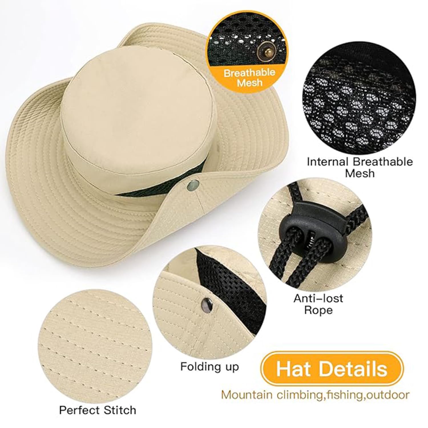 HSR Men's Lightweight Breathable Round Cap - Khaki - Image 4