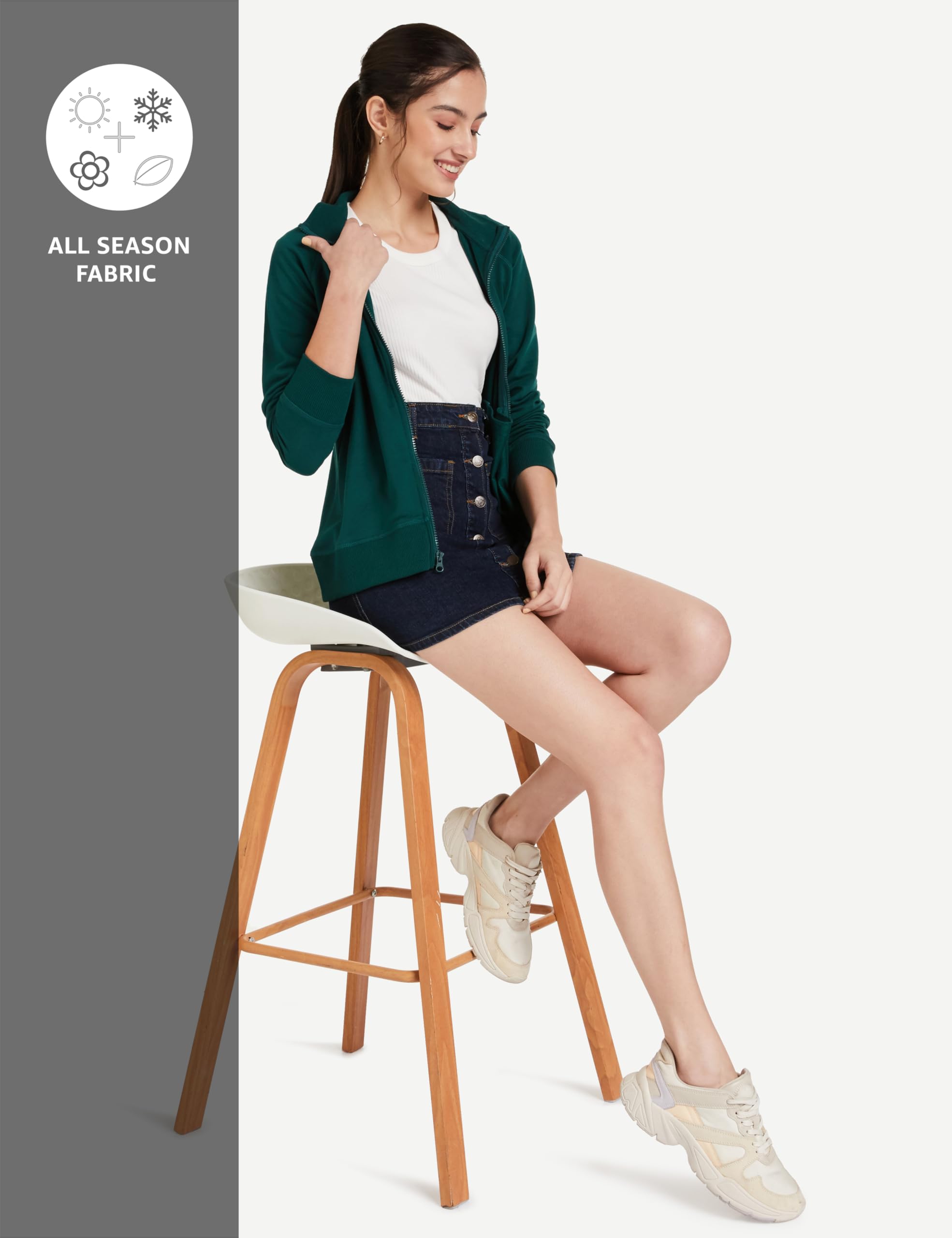 Symbol Women's Cotton Blend Hooded Sweatshirt - Forest Green - Image 3