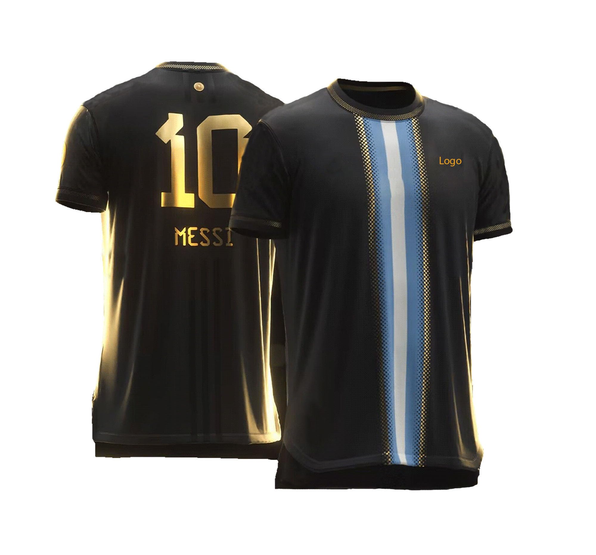 Messi Football Jersey with Shorts for Men - Gold - Image 2