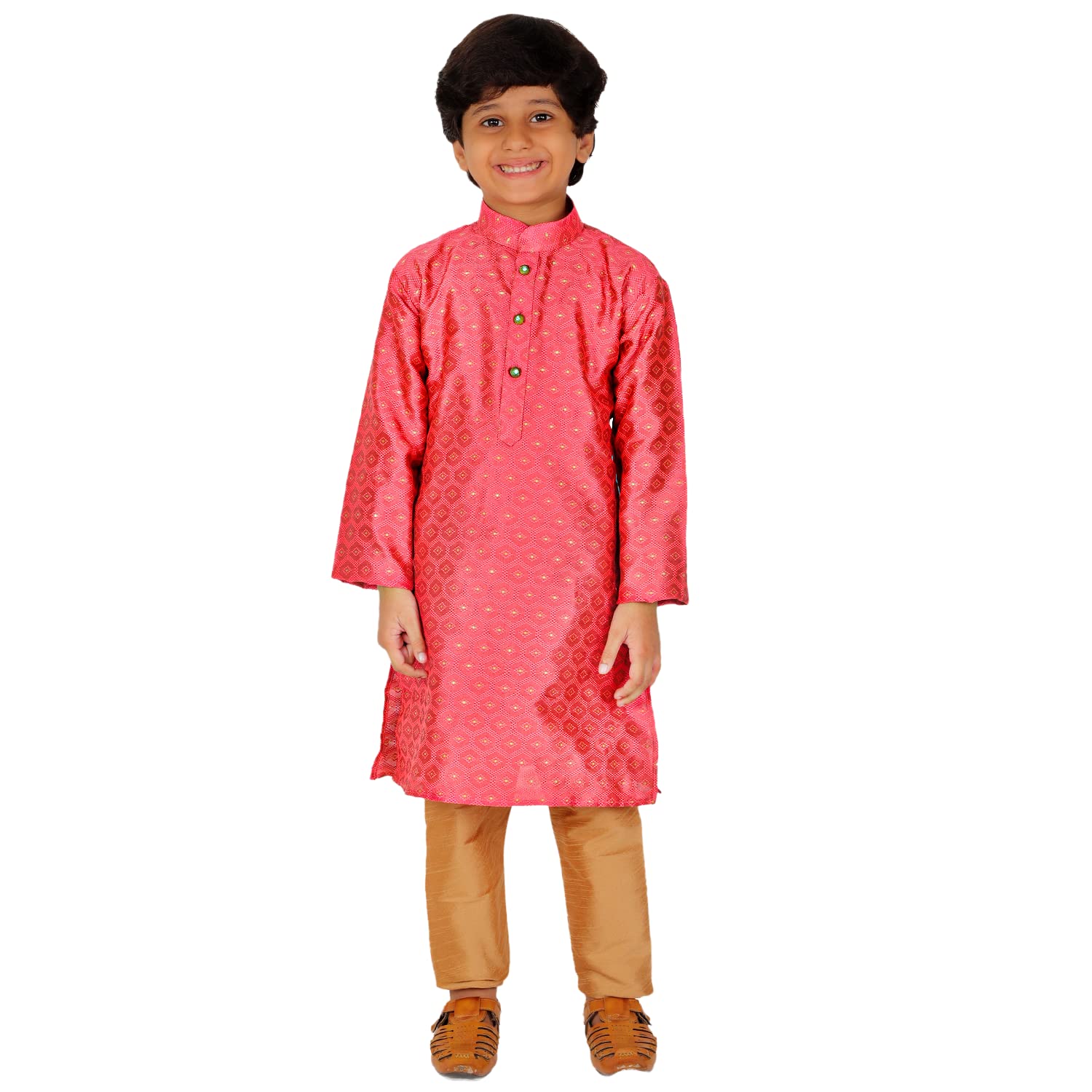Pro-Ethic Kids Silk Kurta Pyjama Set - Pink