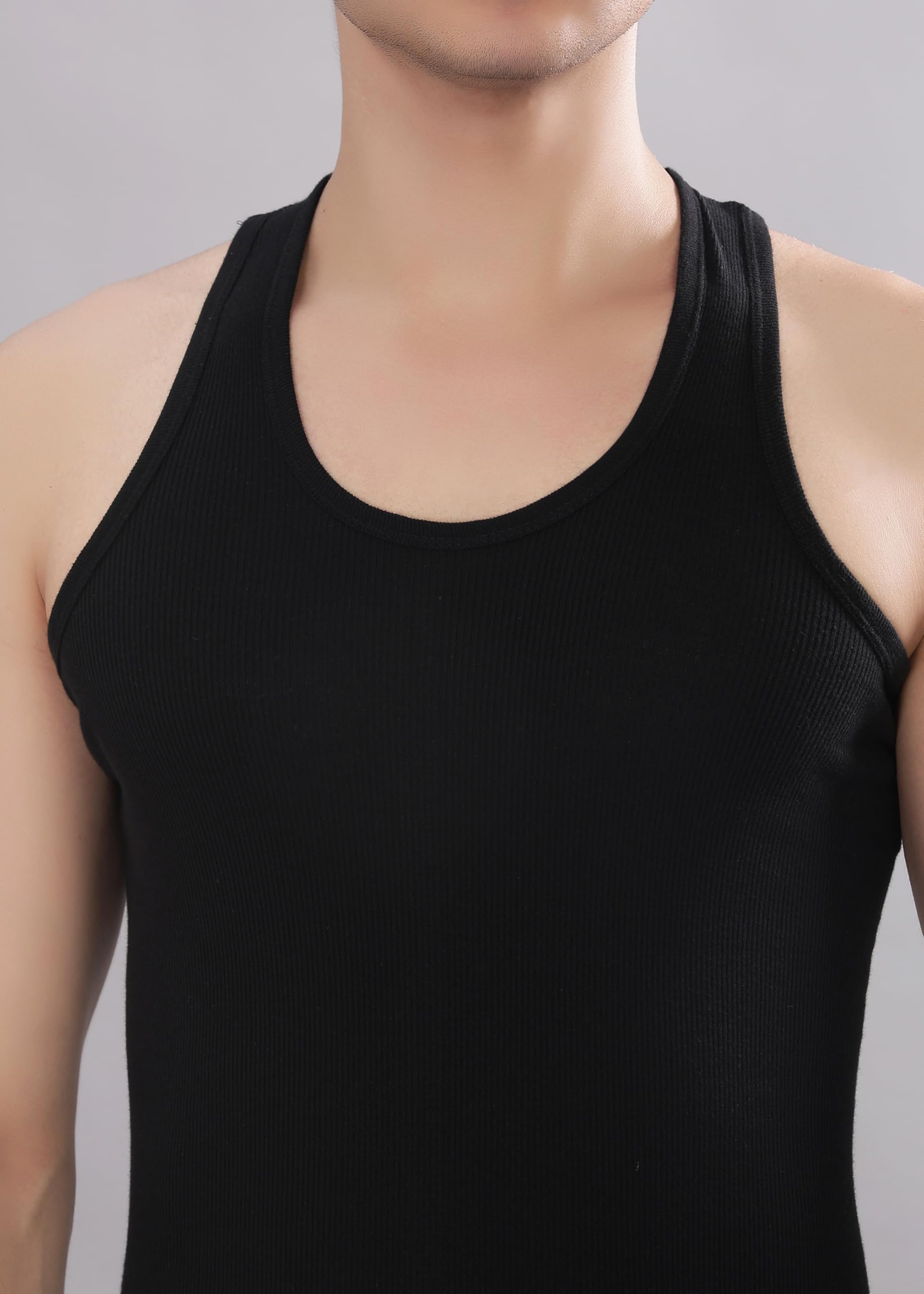 Dollar Men Cotton Blend Solid Vest - Black - Image 3