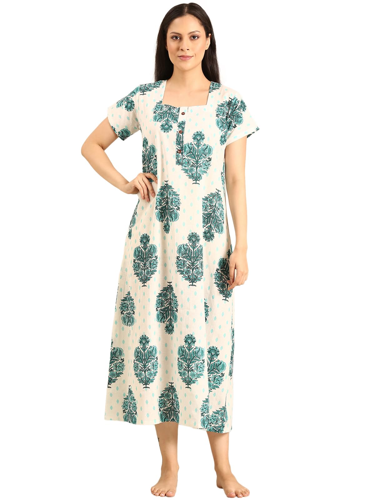 Rupa Jon Aishwarya Nighty for Women - Sea Green