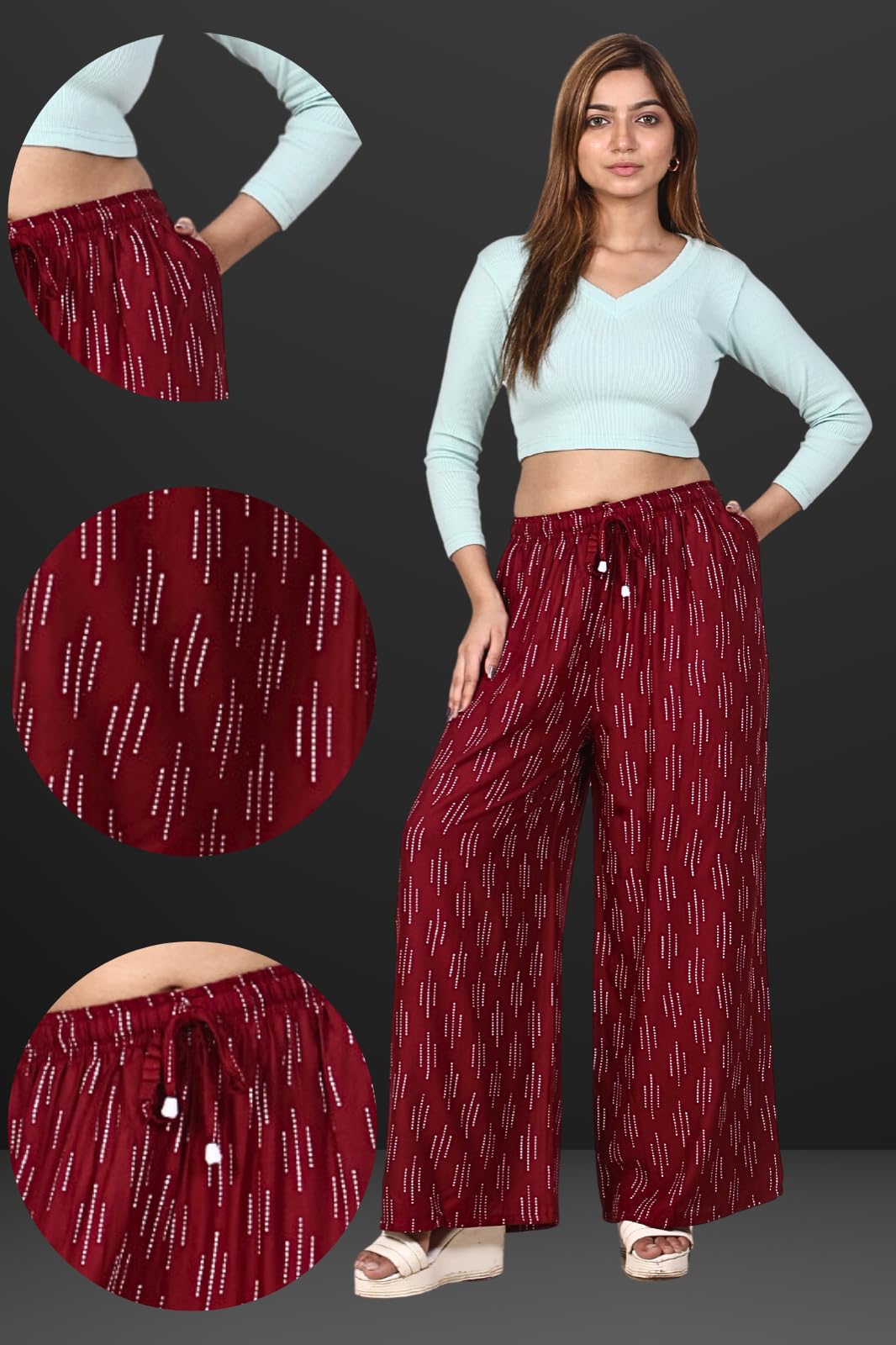 GarbGlide Women's Cotton Rayon Printed Palazzo - Image 2