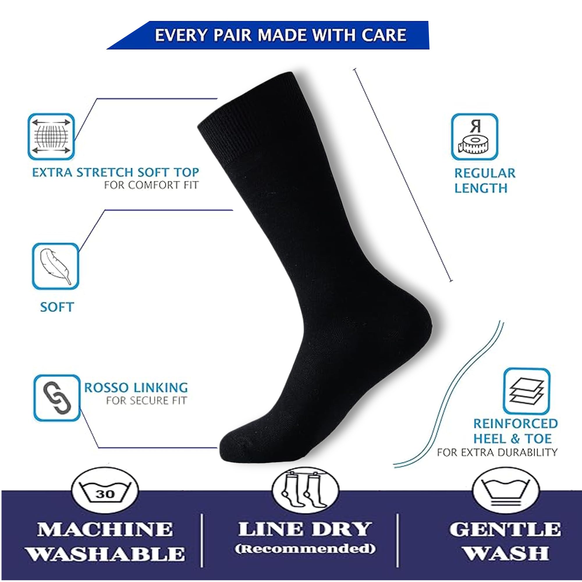 LEALDEALZ Kids School Socks - Black - Image 2