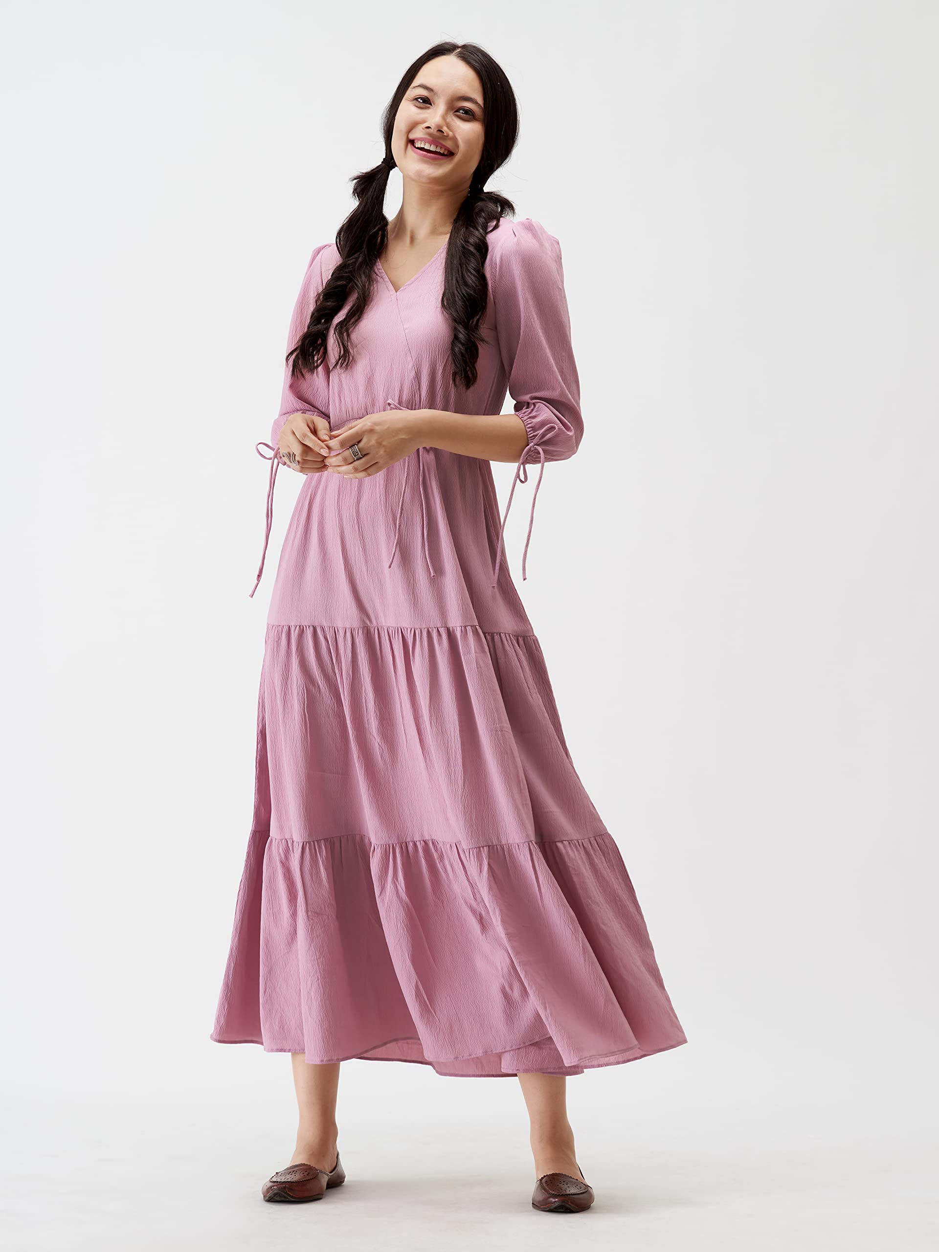 AASK Purple Polyester Fit & Flare Dress for Women - Image 3
