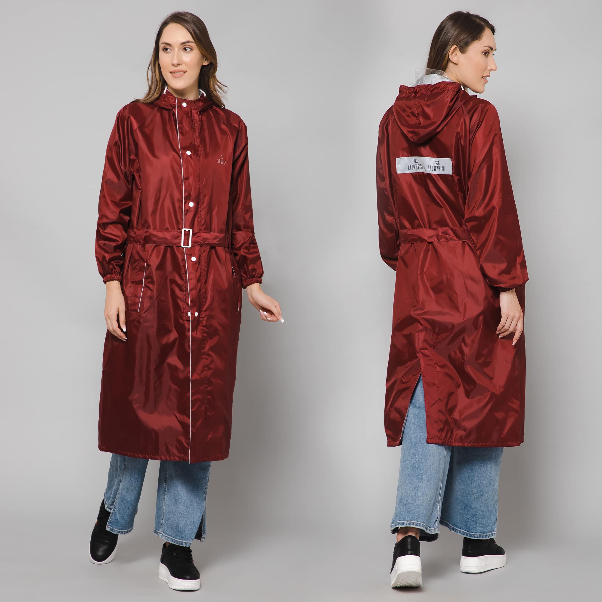 CLOWNFISH Polyester Raincoat for Women Waterproof Reversible - Image 2