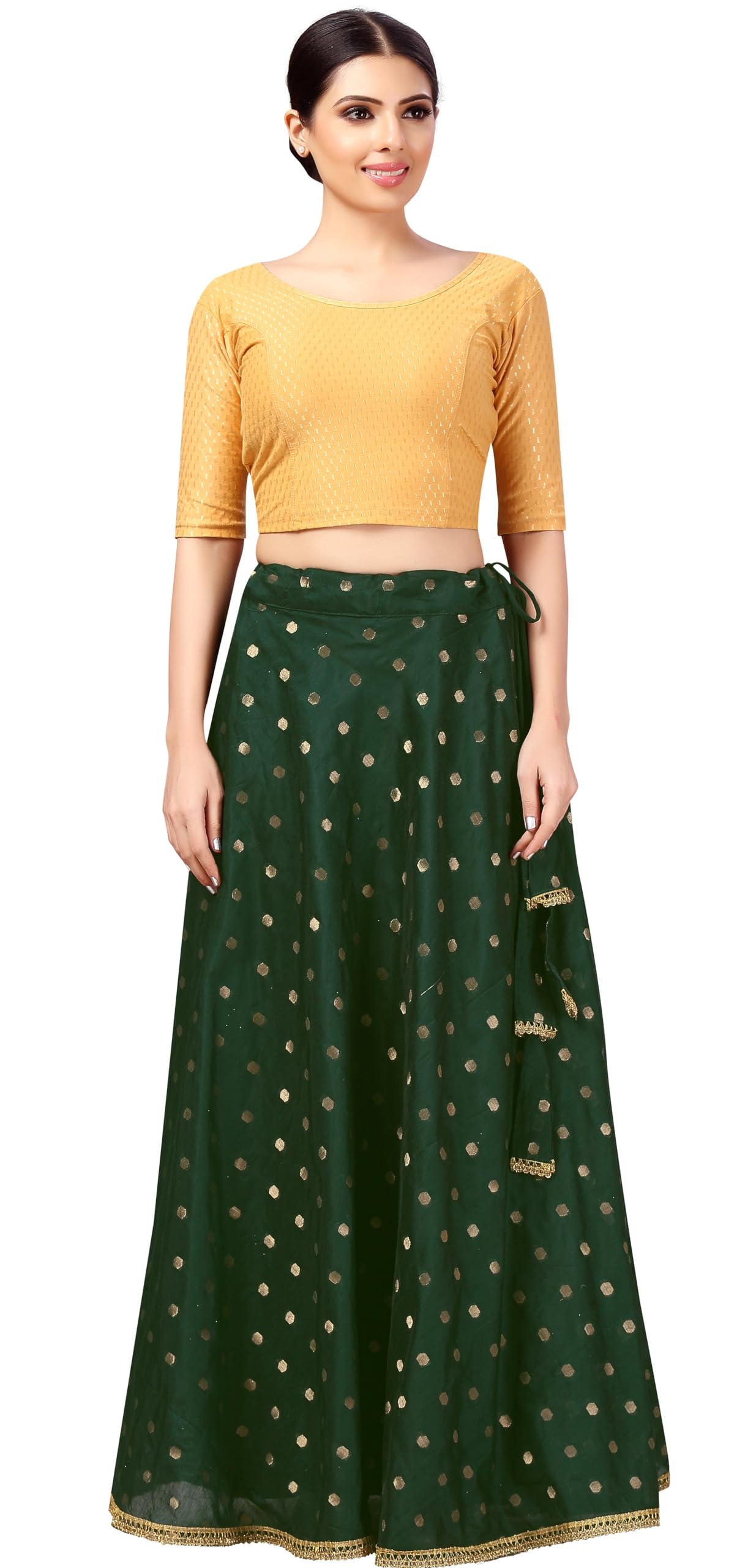 Studio Shringaar Women Chanderi Silk Lahenga - Bottle Green - Image 5